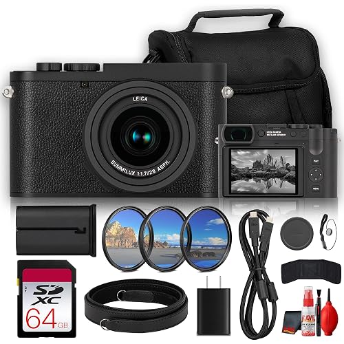 Leica Q3 Monochrom Digital Camera for Editorial Shooters, Black and White Fine Art Capture, High Resolution Files Signature Leica Rendering (19200) + 64GB Card + Camera Bag + More (15pc Bundle)