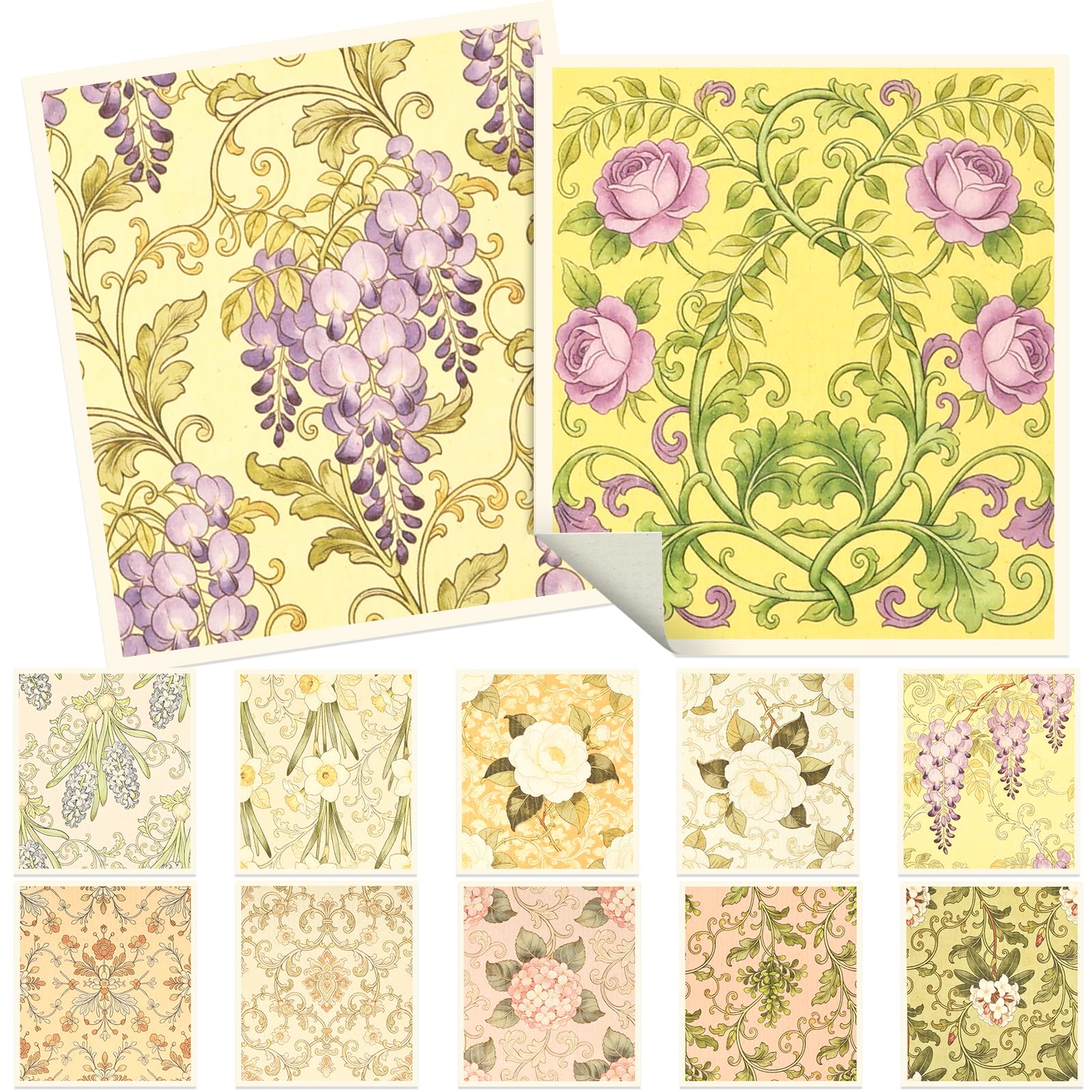 shaojian 12 Pack Swedish Dishcloth Colorful Vintage Floral Kitchen Cleaning Cloths 19x17cm Wood Pulp Cotton Absorbent Reusable Dish Cloth for Kitchen Cooking Cleaning(Set A)