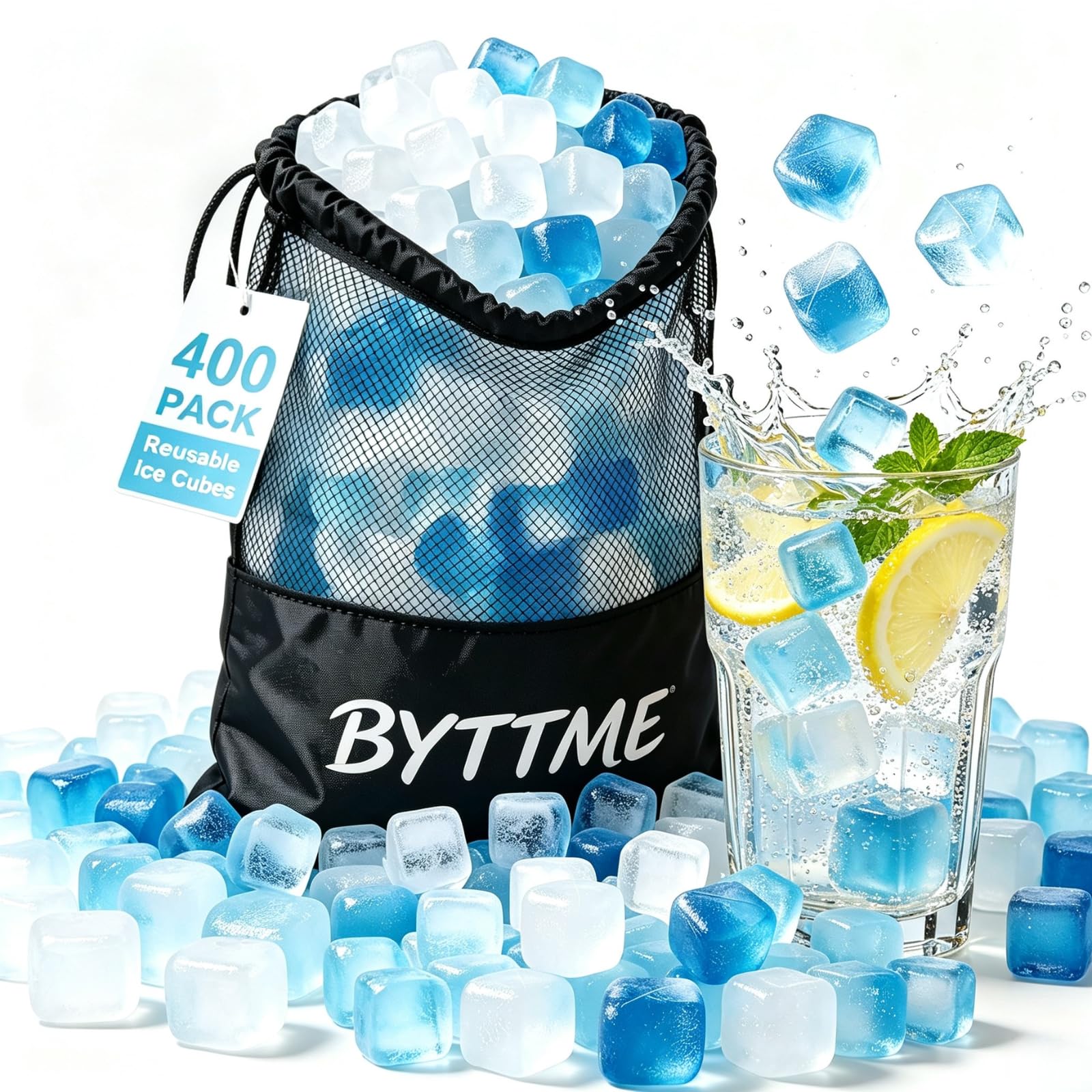400 Pack Reusable Ice Cubes, BPA-Free Plastic Ice Cubes for Drinks & Coolers - Refreezabl…