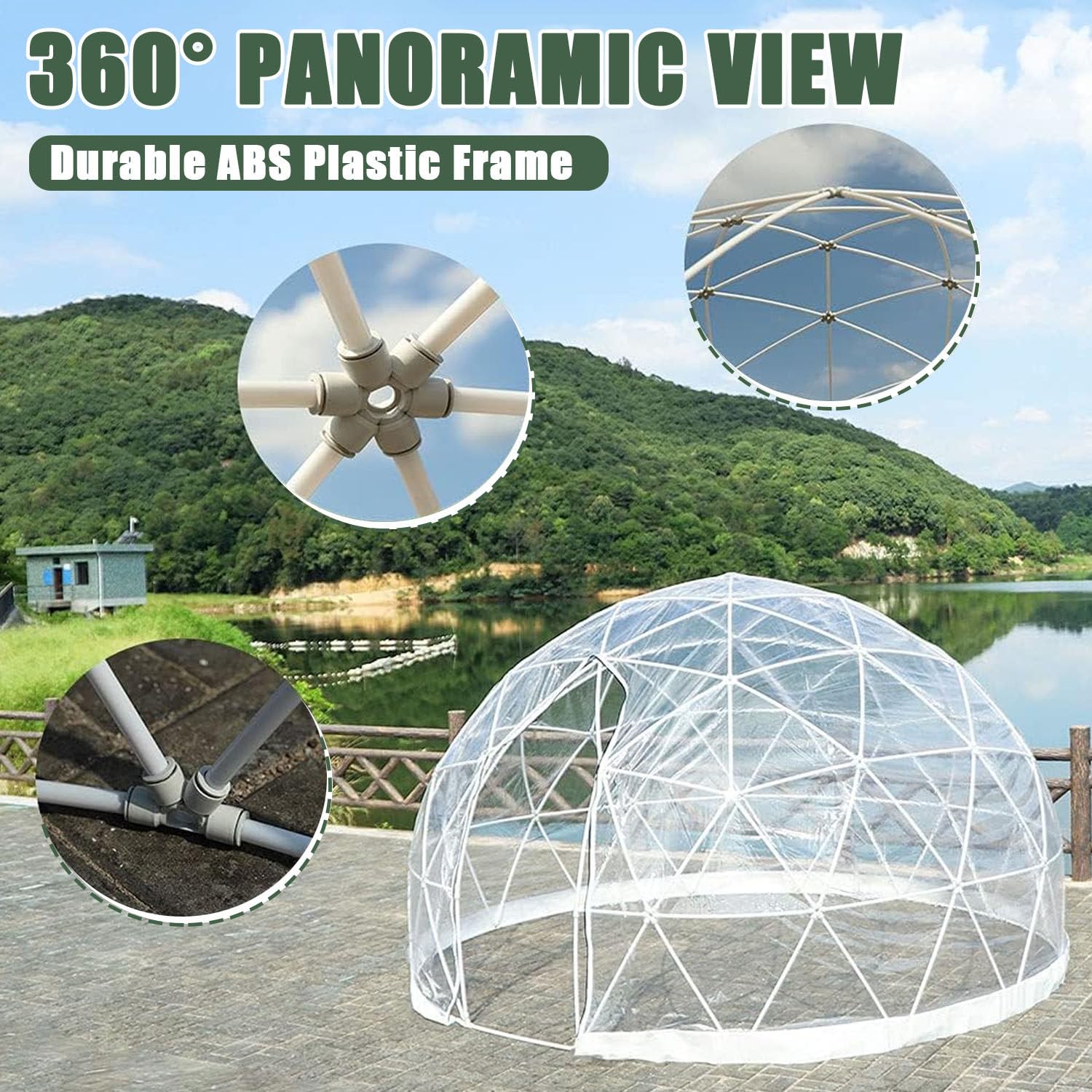 Namiot kopułowy, szklarnia geodezyjna, odporny na warunki atmosferyczne, przezroczysty namiot kopułowy Igloo na podwórko, imprezę, 3,7 m x 2,2 m