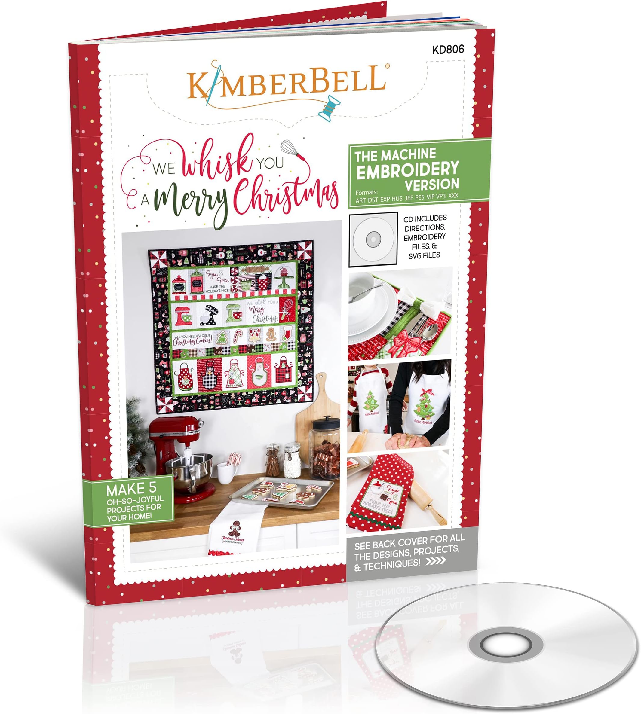 Kimberbell Machine Embroidery Book w/CD: We Whisk You A Merry Christmas KD806