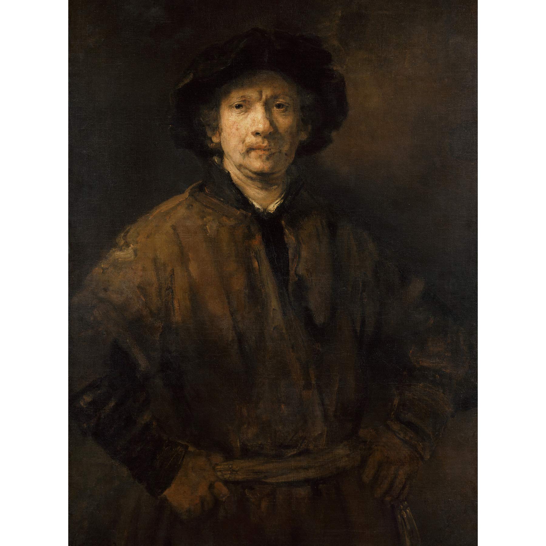 Rembrandt Großes Selbstportrait-Kunstdruck auf Leinwand, Premium-Poster, Wandbild