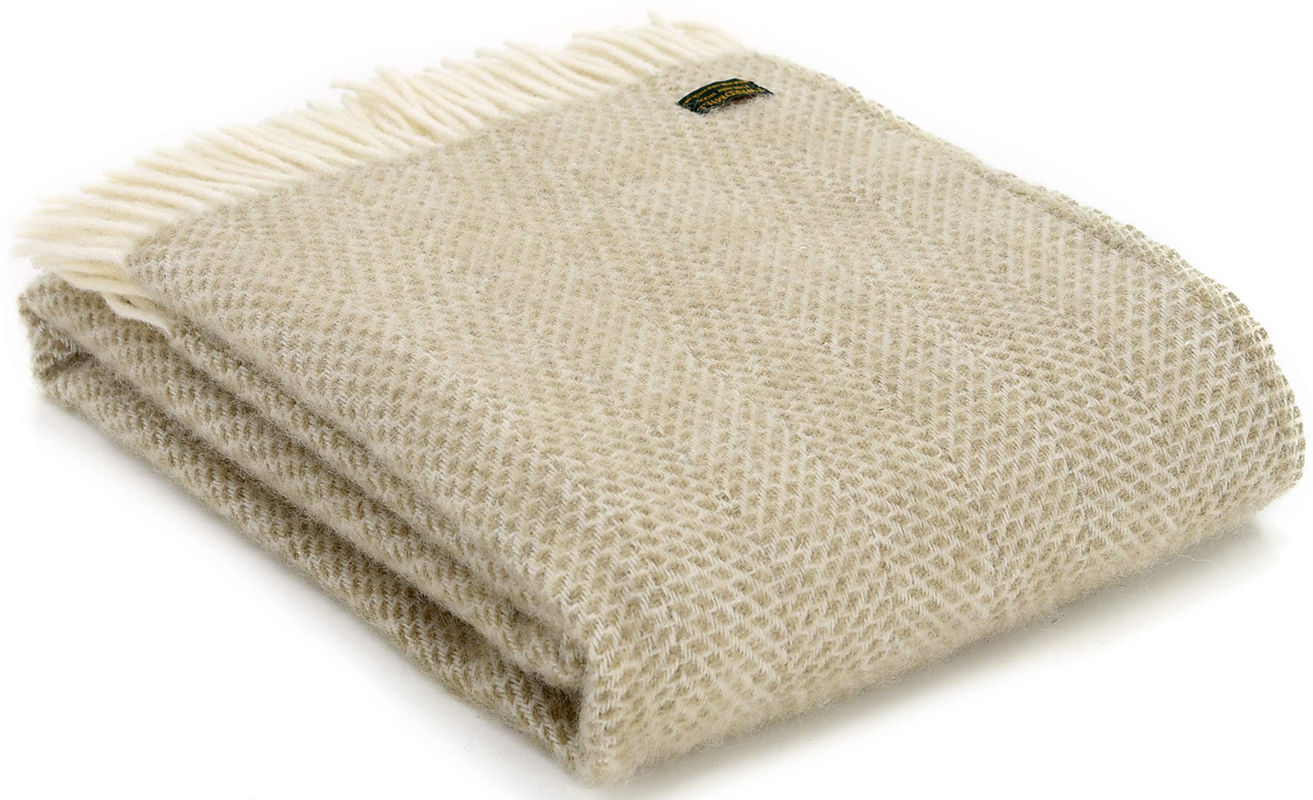 Tweedmill Textiles Oatmeal Beehive Knee Rug Throw Blanket -100% Pure New Wool - British Made