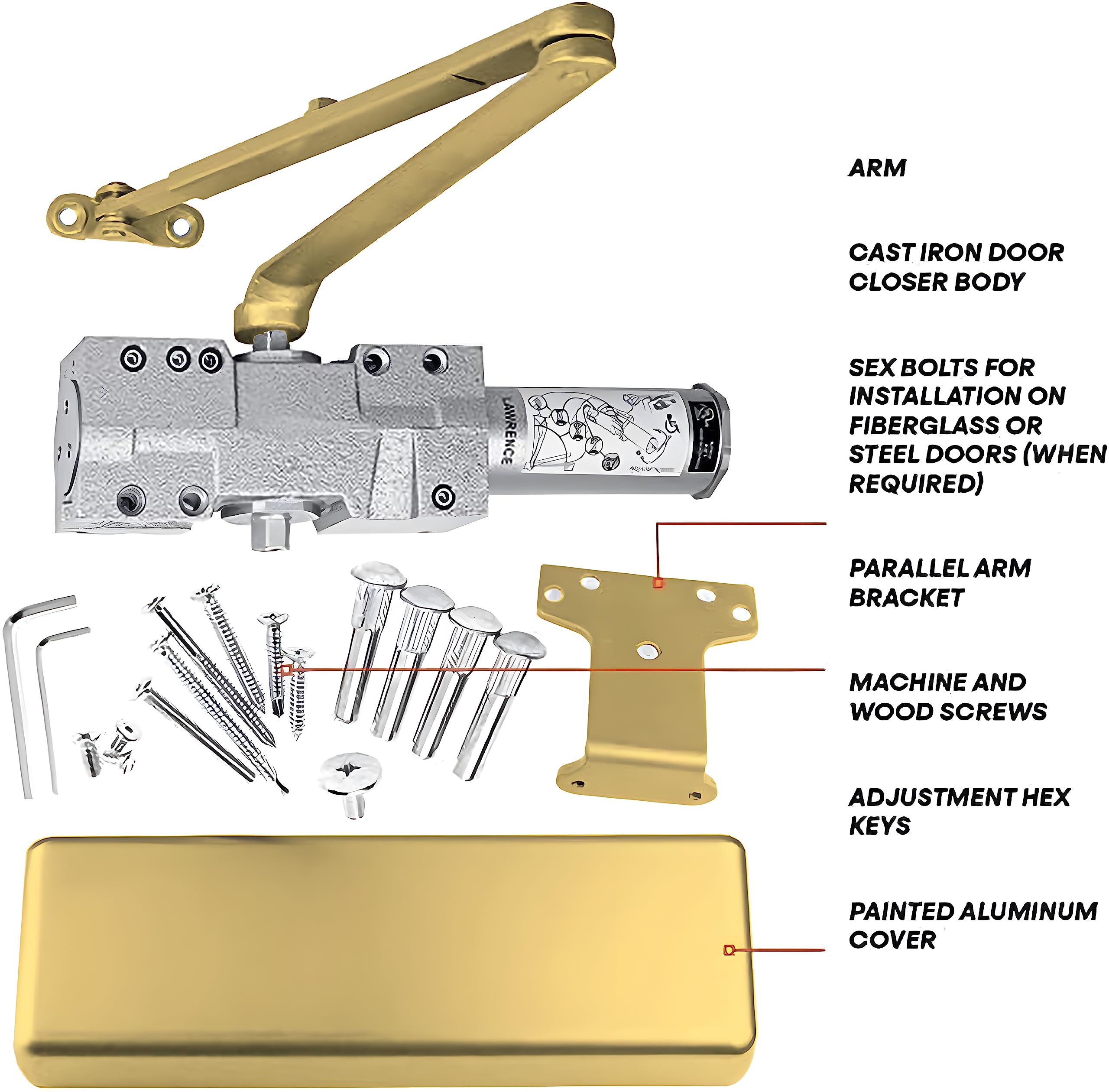 FORTSTRONG Ferme-porte Commercial Robuste (noir) – Ferme-porte Automatique – Certifié UL Grade 1