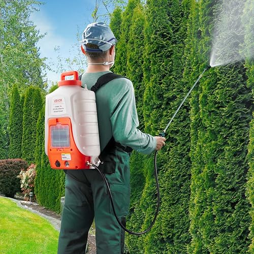 VEVOR Nebulizzatore Giardino 15L a Batteria da Spalla Serbatoio Ugelli Sostituibili 8 Pezzi con Bacchette per Irrigazione Prato Orto Serra Piante, Irroratrice Spruzzatrice a Zaino a Pressione 6,2bar - 8