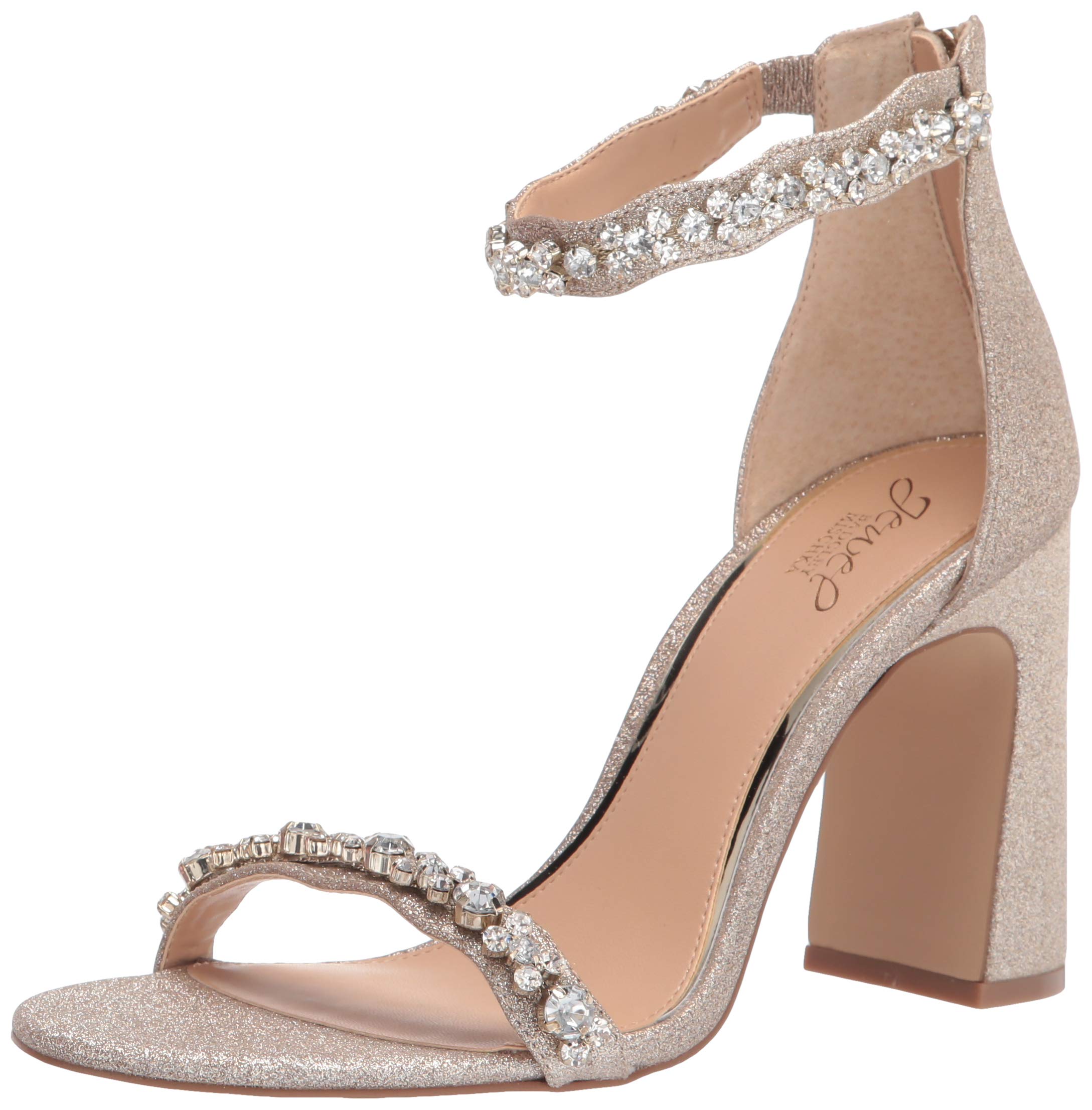 Size 7 Jewel Badgley Mischka Odessa Crystal Adorned Block Heel