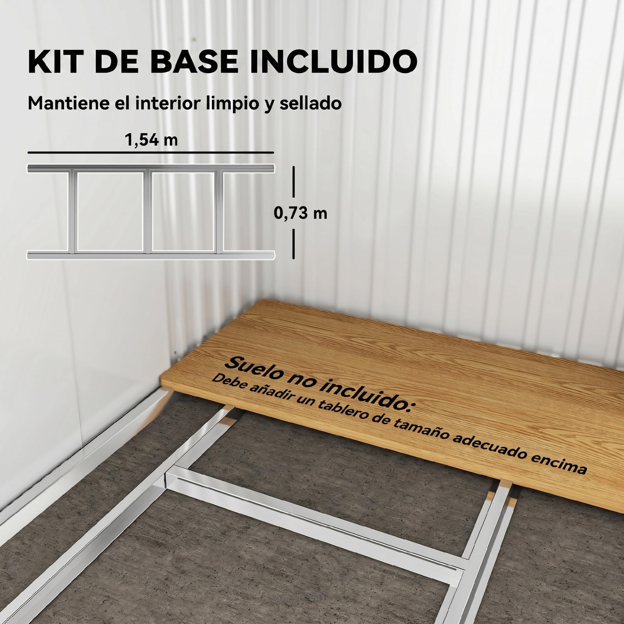 Outsunny Caseta de Jardín Exterior 2 m² 195x122x181,5 cm Gris Claro | 2 m², Cobertizo de Jardín Exterior Metálica, con Base SIN SUELO, 2 Puertas Correderas, Ventanas, Ganchos para Herramientas