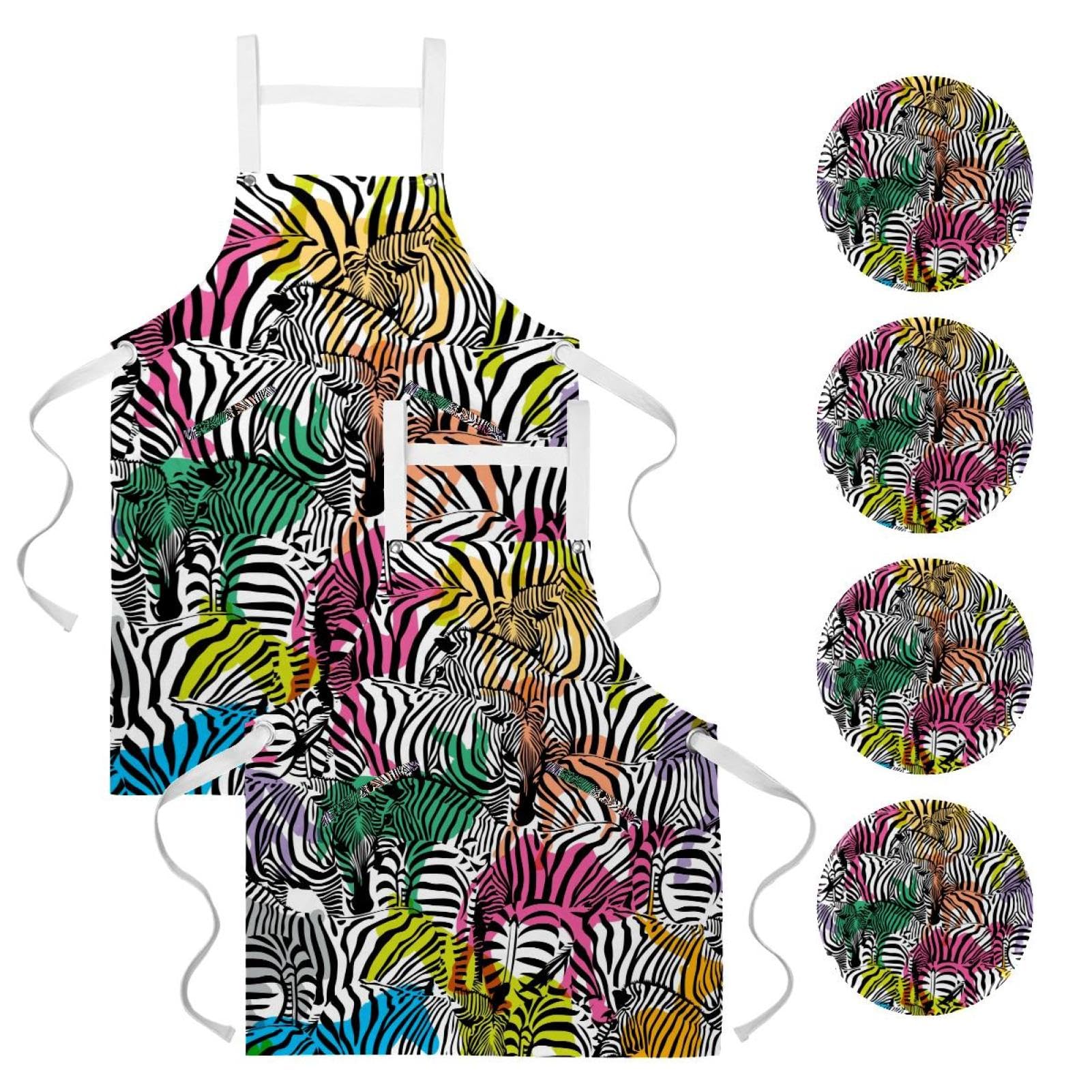 Tablier de serveuse multicolore idéal pour le nettoyage de la maison et le bar