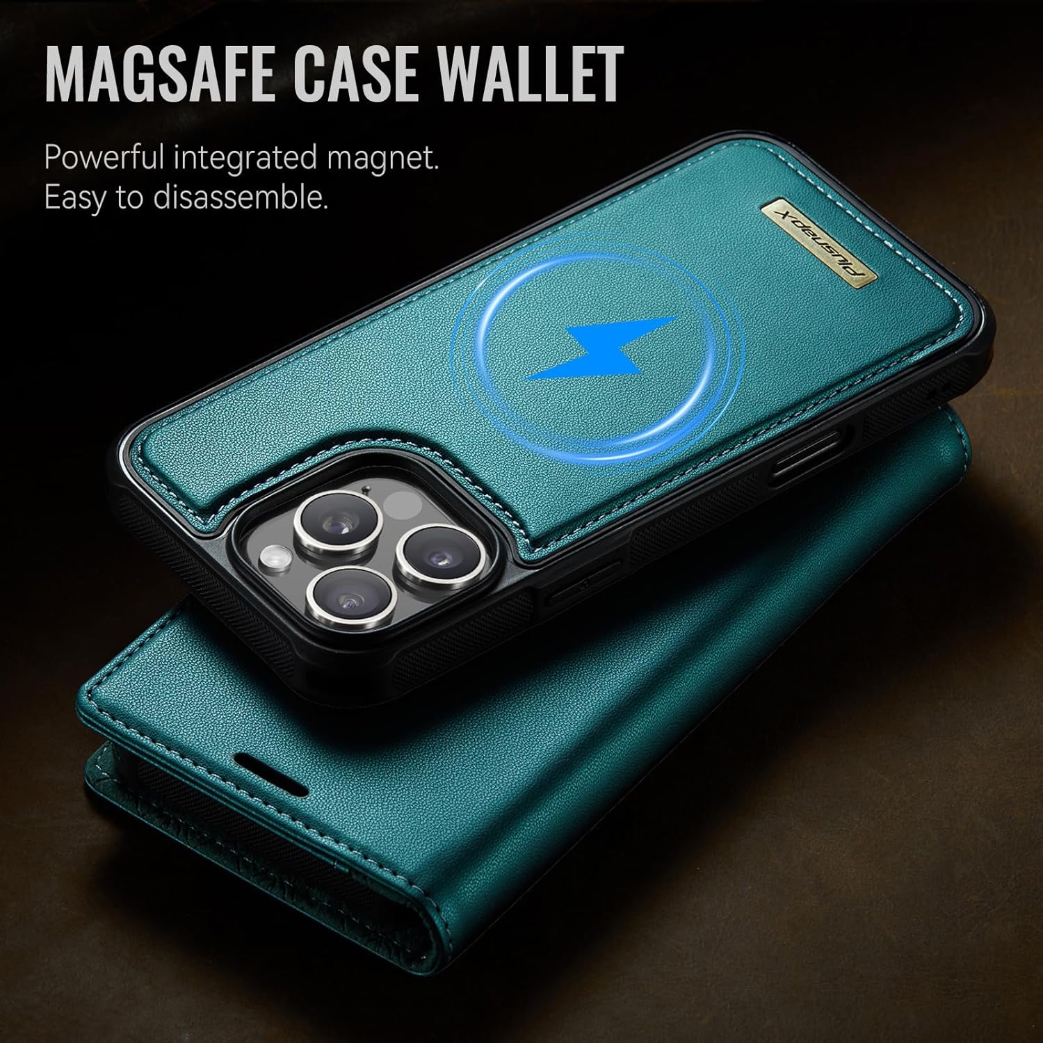 Wallet Case for iPhone 16 Pro Compatible with Magsafe, 2-in-1 PU Leather Flip RFID Blocking Card Holder Stand Shockproof Magnetic Detachable Cover for iPhone 16 Pro Case 6.3", Bluegreen - Image 8