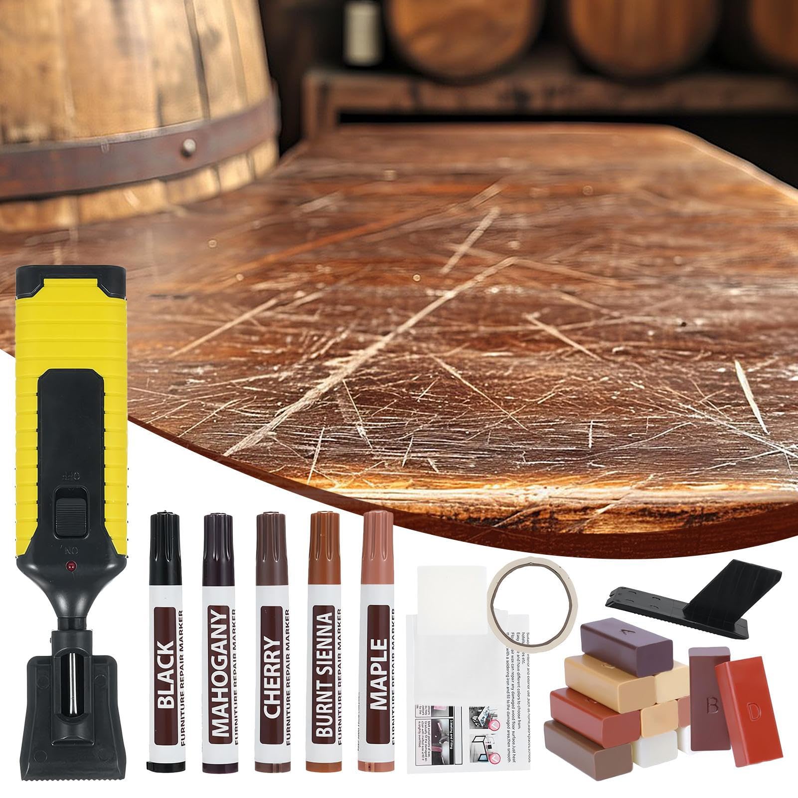 Kit reparación laminado Marcador pintura impermeable y pintable | Kit de reparación para muebles de madera Marcador pintura impermeable y pintable para armario, suelo, cocina, baño, puerta