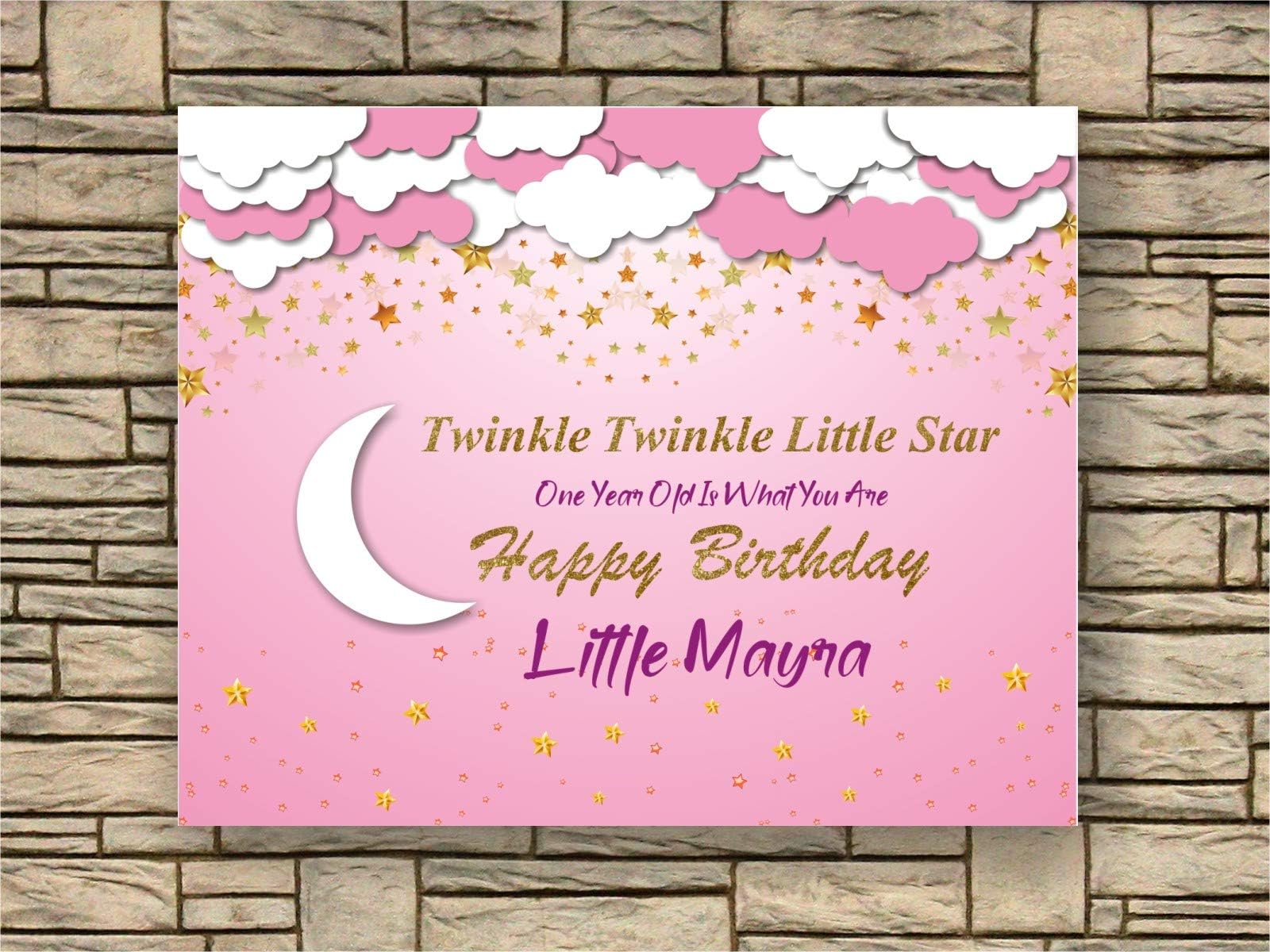 Express-O-Board Personalized Birthday Backdrop - Twinkle Twinkle Little Star Theme (5 Ft x 4 Ft)