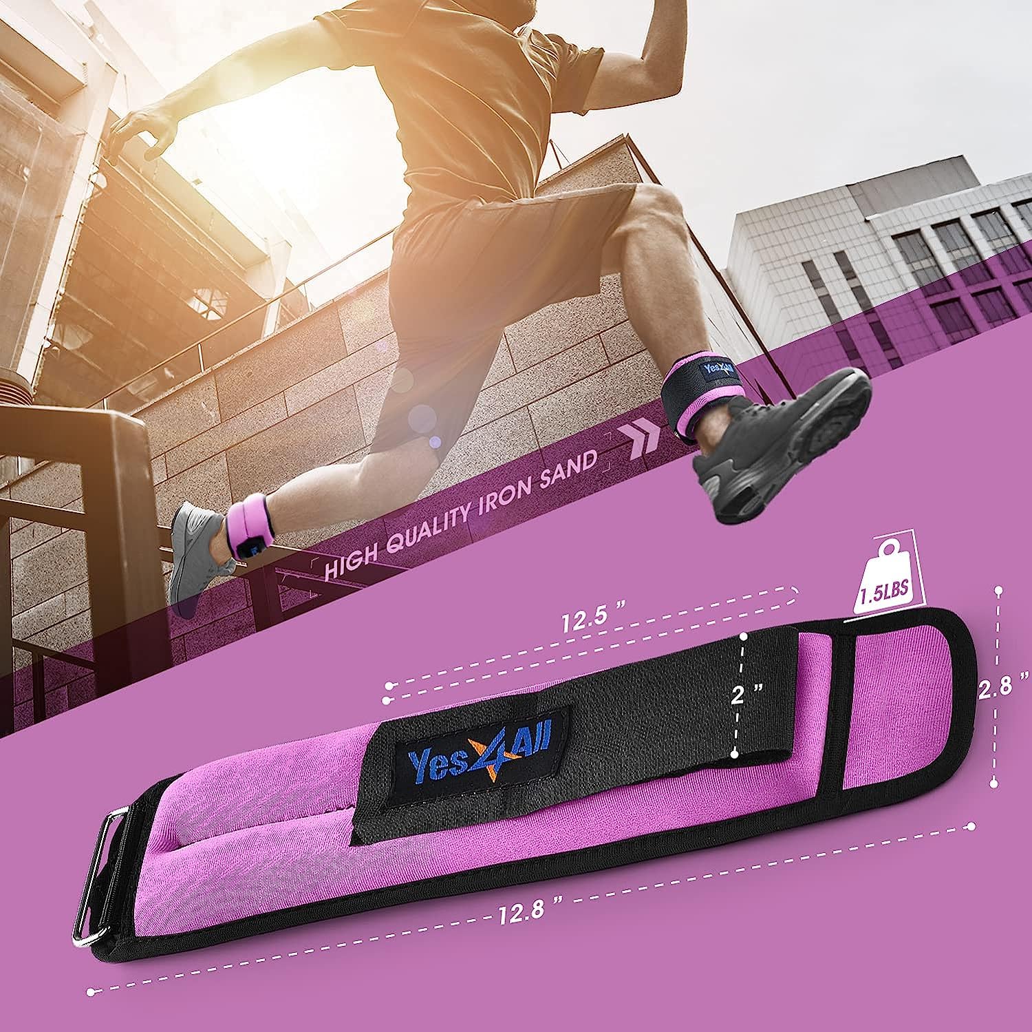 Yes4All Peso Caviglia in neoprene (0,9 kg - 4,5 kg) - Pesi unisex per la caviglia per camminare, arrampicarsi e fare ginnastica