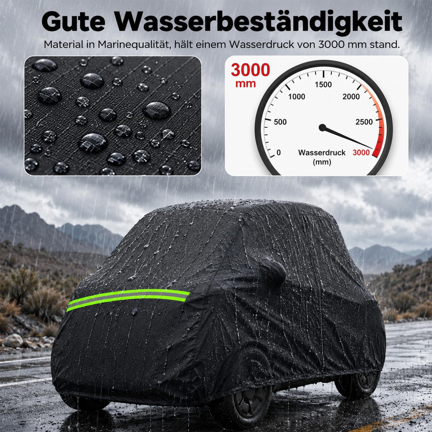 Autoabdeckung für Microlino 2022-2025 Microlino, 210D Verdickte Und Baumwollgefütterte wasserdichte Ganzgarage Für Microlino, Elastischer Rand + Windschutz-Befestigungsbänder