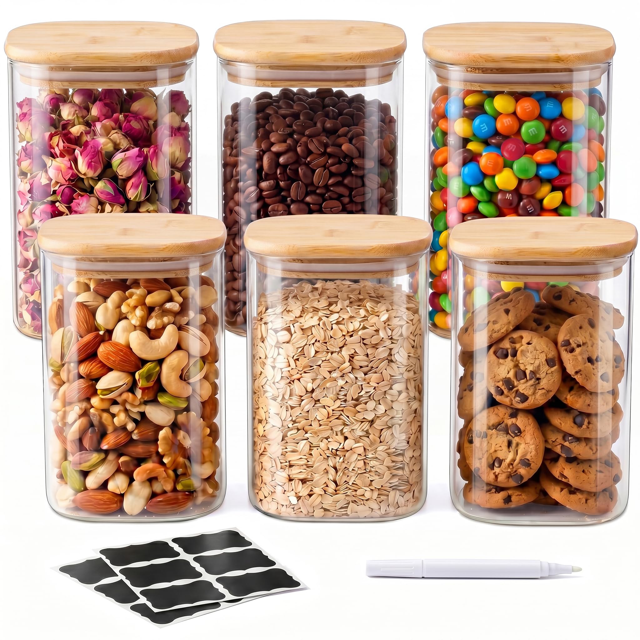 Photo 1 of SENTVEND 37 Oz Glass Jars - 6 Pack Food Storage Containers