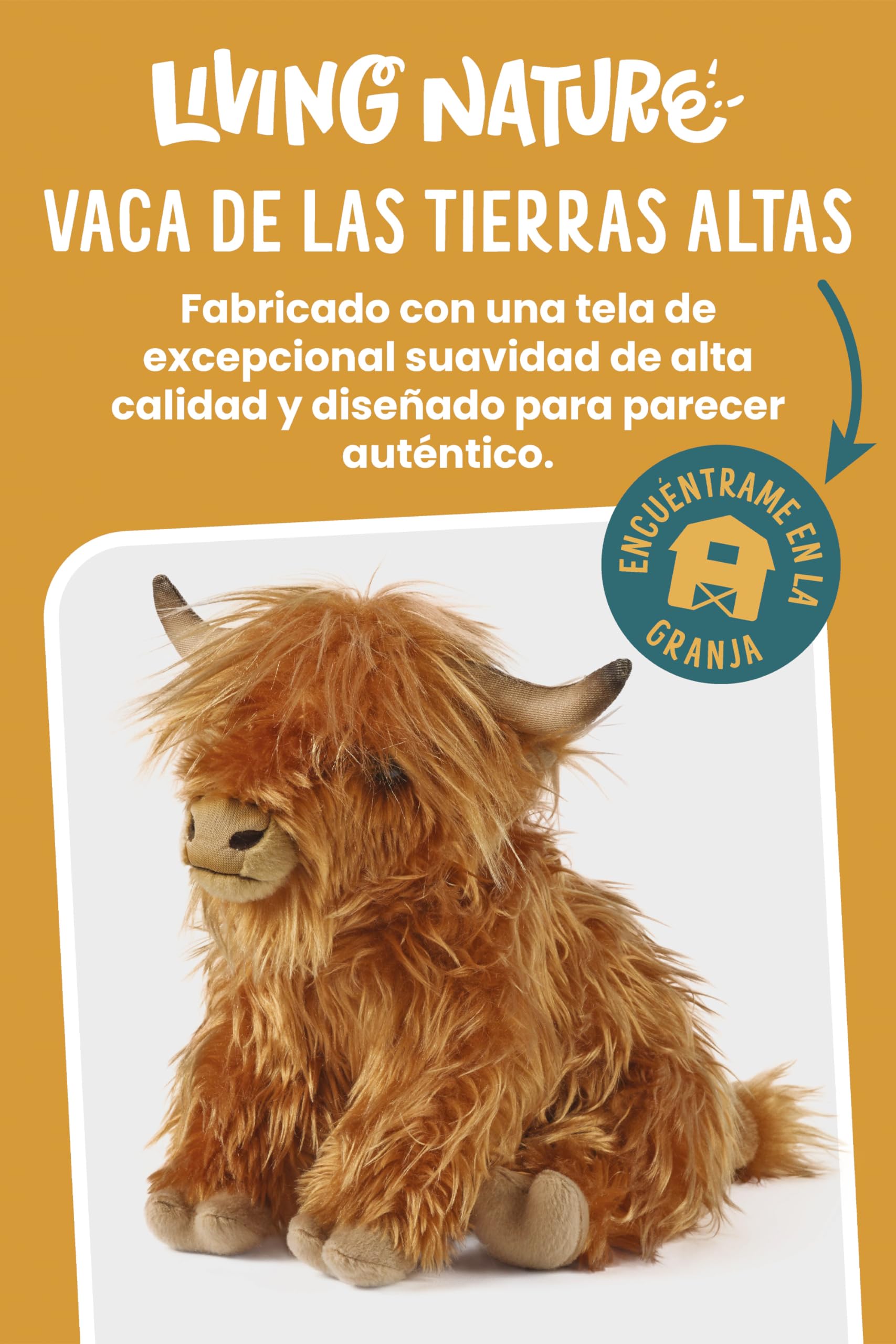 Living Nature Peluche de Vaca de las Tierras Altas Escocesas | | Regalo de Peluche Suave para Niños | Niños y Niñas | Ecológicos Naturli | 22 cm