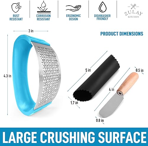 Miniatura 10 de Zulay Kitchen Prensa de ajo de alta calidad, trituradora de ajo duradera con mango suave y fácil de apretar, herramienta para picar ajos, resistente