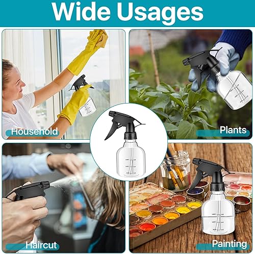 Miniatura 6 de 24 botellas de plástico vacías de 8 onzas, botellas de spray para soluciones de limpieza, mini botellas de spray con boquilla ajustable de medición,