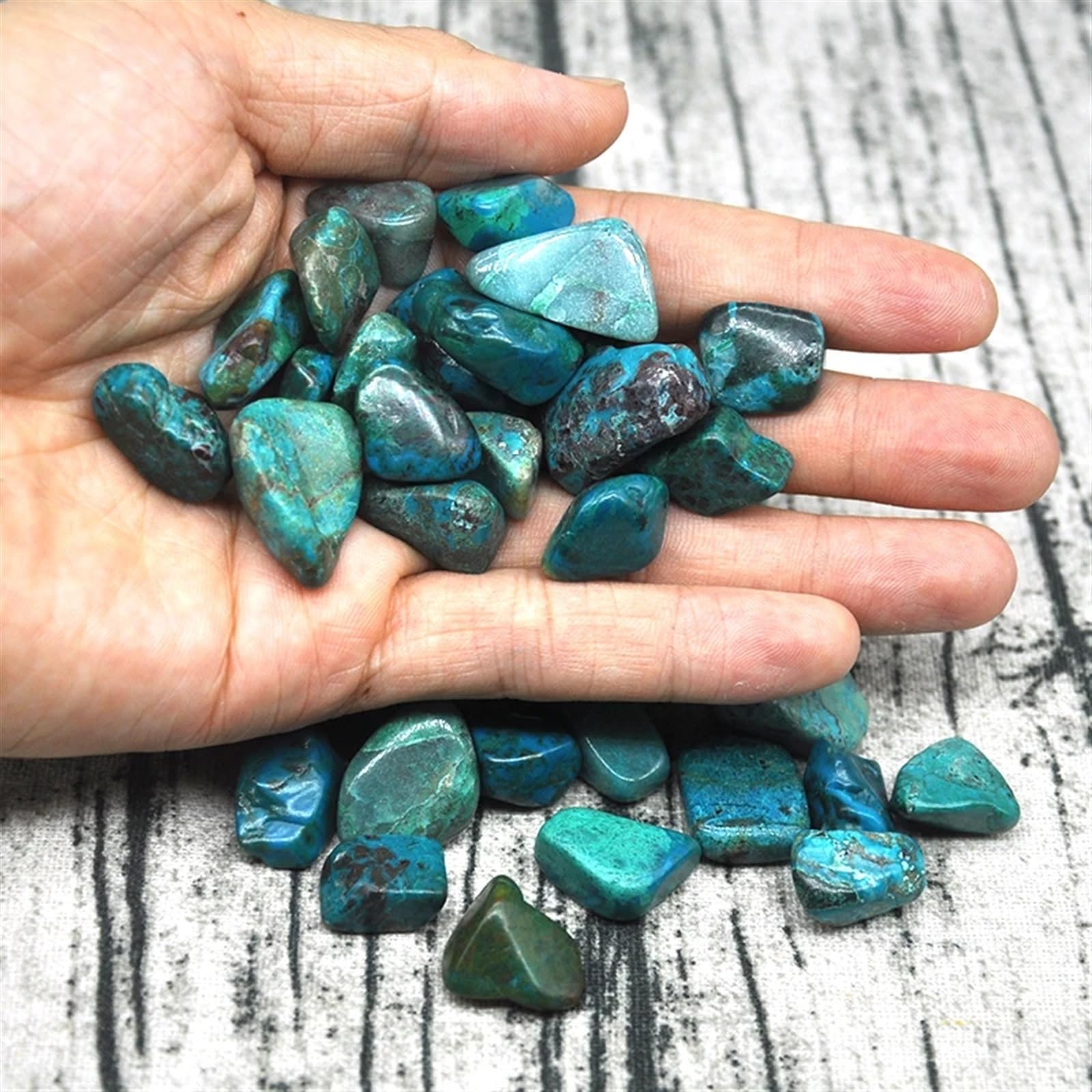 AtkitS Hermoso Grava de crisocola Natural, tamaño de Muestra, Piedras caídas Irregulares, Cristales curativos de Reiki, Mineral de Cuarzo, decoración del Acuario del hogar (Size : 200g)