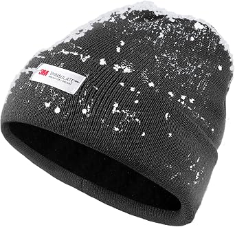 Waterproof Winter Fleece Lined Beanie Hat for Men Women Warm Knit Cuffed Beanie Thick Skull Cap Unisex Windproof Watch Hat