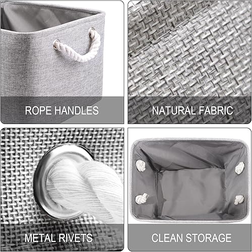 Vista 359 de HNZIGE - Canastas pequeñas de tela para organización (paquete de 6) canastas plegables de almacenamiento para estantes, armarios, lavandería, Asas