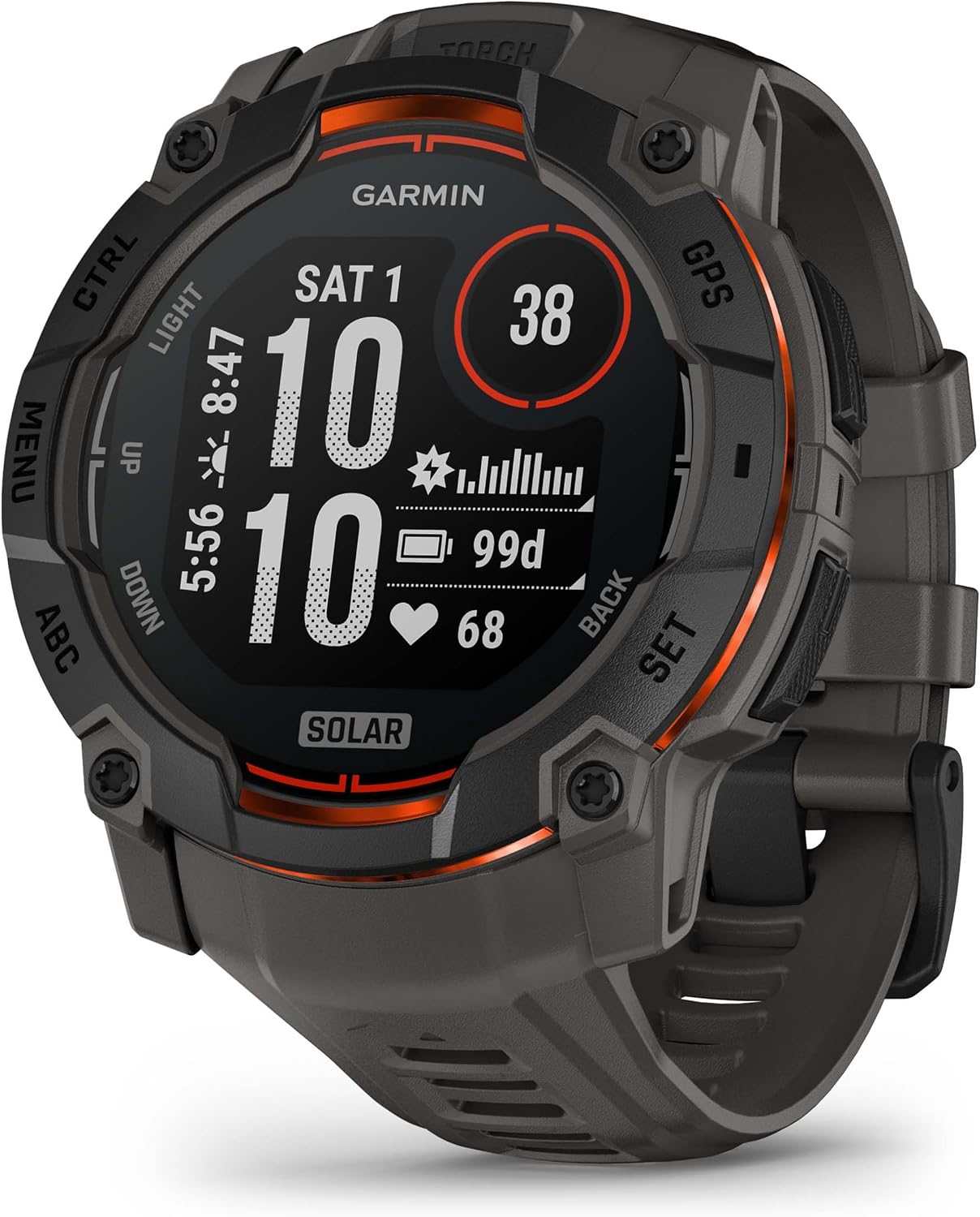PlayBetter Garmin Instinct 3 Solar 50mm (Black/Charcoal) Rugged Outdoor GPS Smartwatch Gift Box Bundle - Metal Reinforced Bezel, Built-in Flashlight HD Screen Protectors, Wall Adapter & Case
