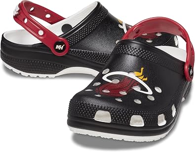 Crocs Unisex-Adult NBA Classic Clogs, Basketball Gifts, Miami Heat, 9 Men/11 Women