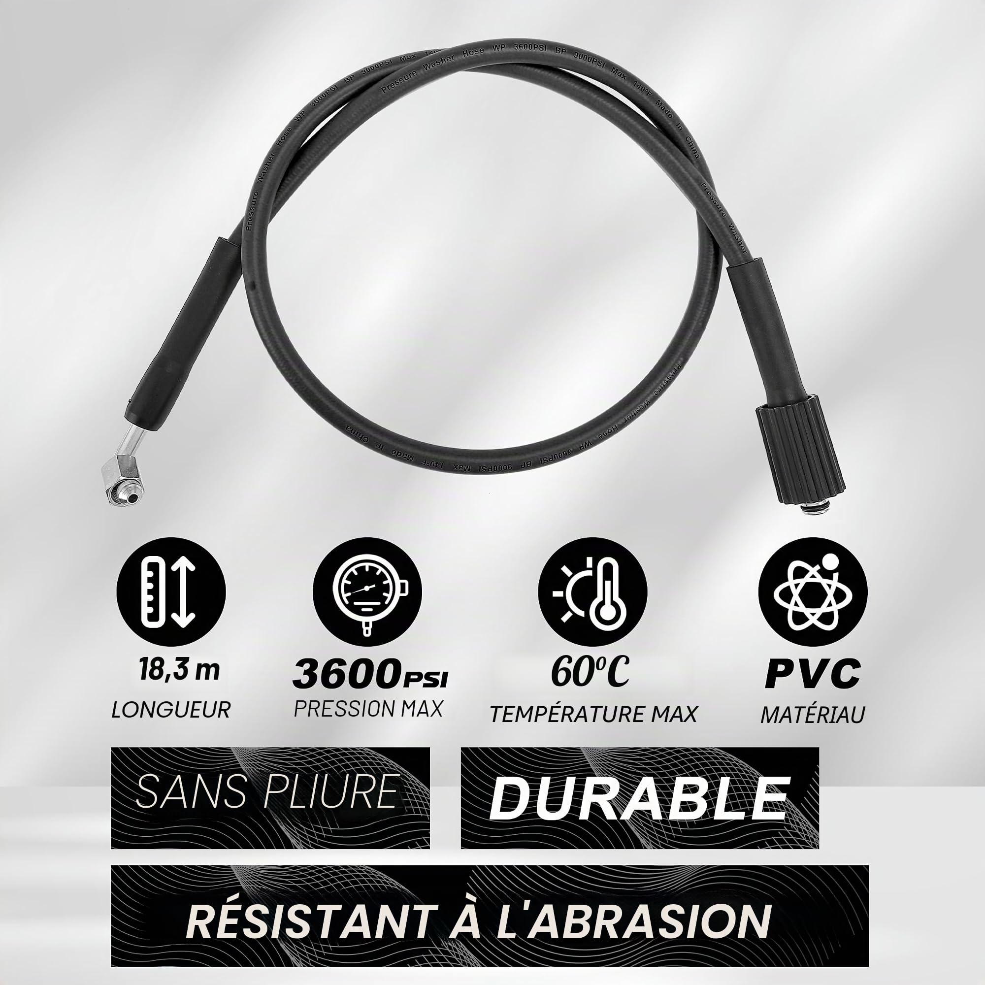 Tool Daily Enrouleur de Tuyau Rétractable pour Nettoyeur Haute Pression, 18m x 1/4'', Enrouleur de Tuyau Haute Pression Robuste 250 bar (3600 PSI), Fixation Murale ou au Sol