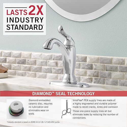 Miniatura 3 de Delta Faucet Linden - Grifo de baño de un solo agujero, grifo de baño de una sola manija, cromado, grifo de lavabo de baño, tecnología de sello de