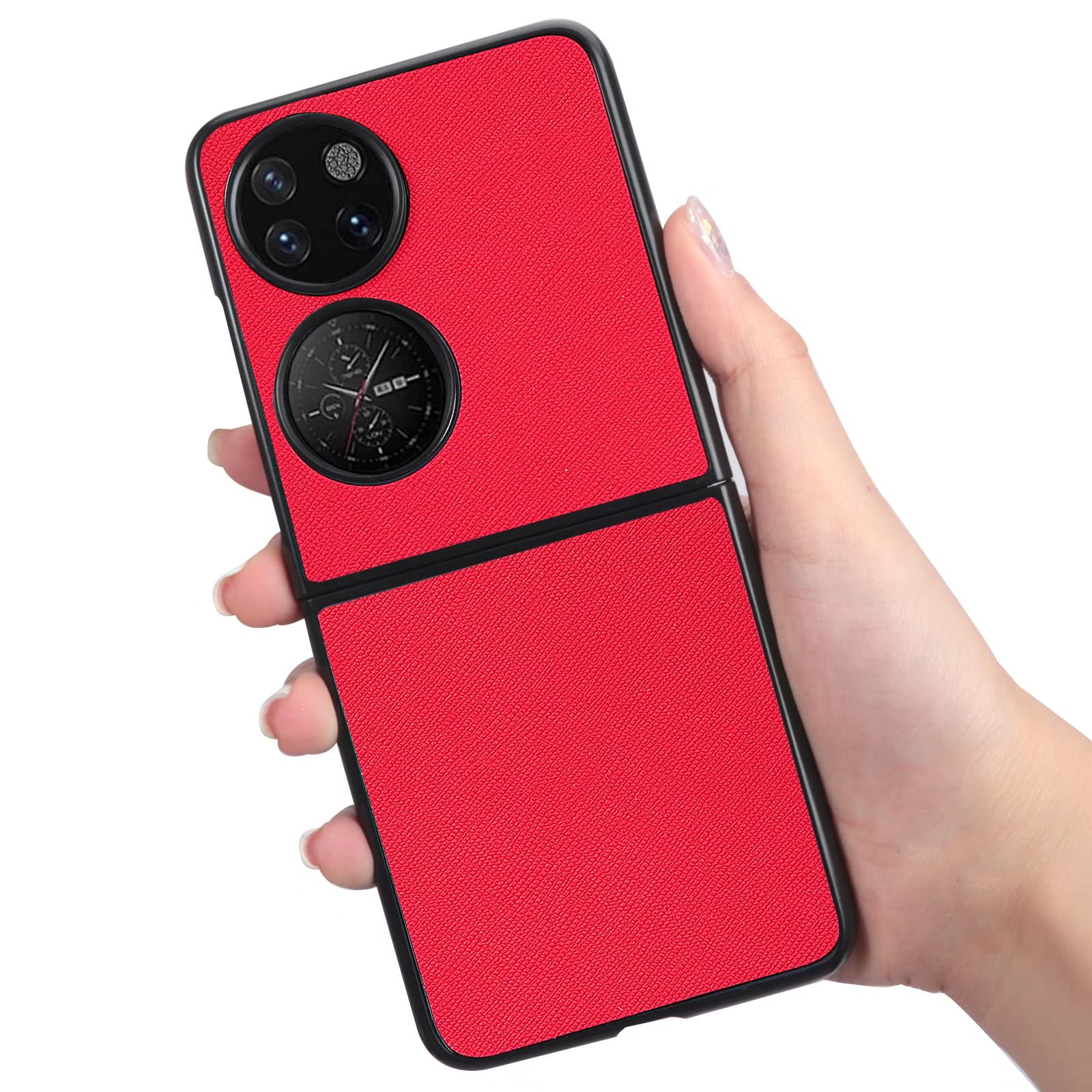 Cover Per Huawei P50 PRO | Custodia Protettiva Ultra Sottile In PC + Silicone, Con Staffa, Assorbi Urti, Colore Rosso, Sensazione Premium - 2