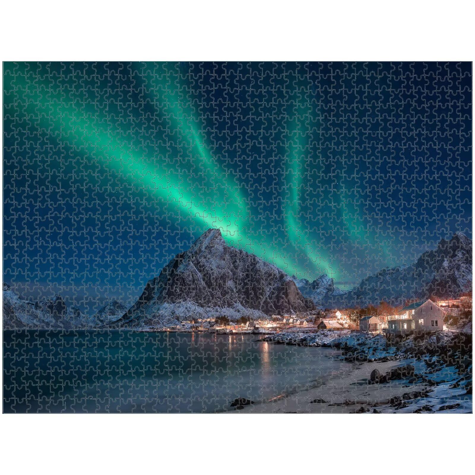 4000 sztuk puzzli dla dorosłych - Aurora i Norwegia - dekoracja ścienna 1T#1236 | Drewniane puzzle, precyzyjnie cięte, żywe kolory atramentu, statyczne hobby, dekoracja domu, 105 x 147 cm