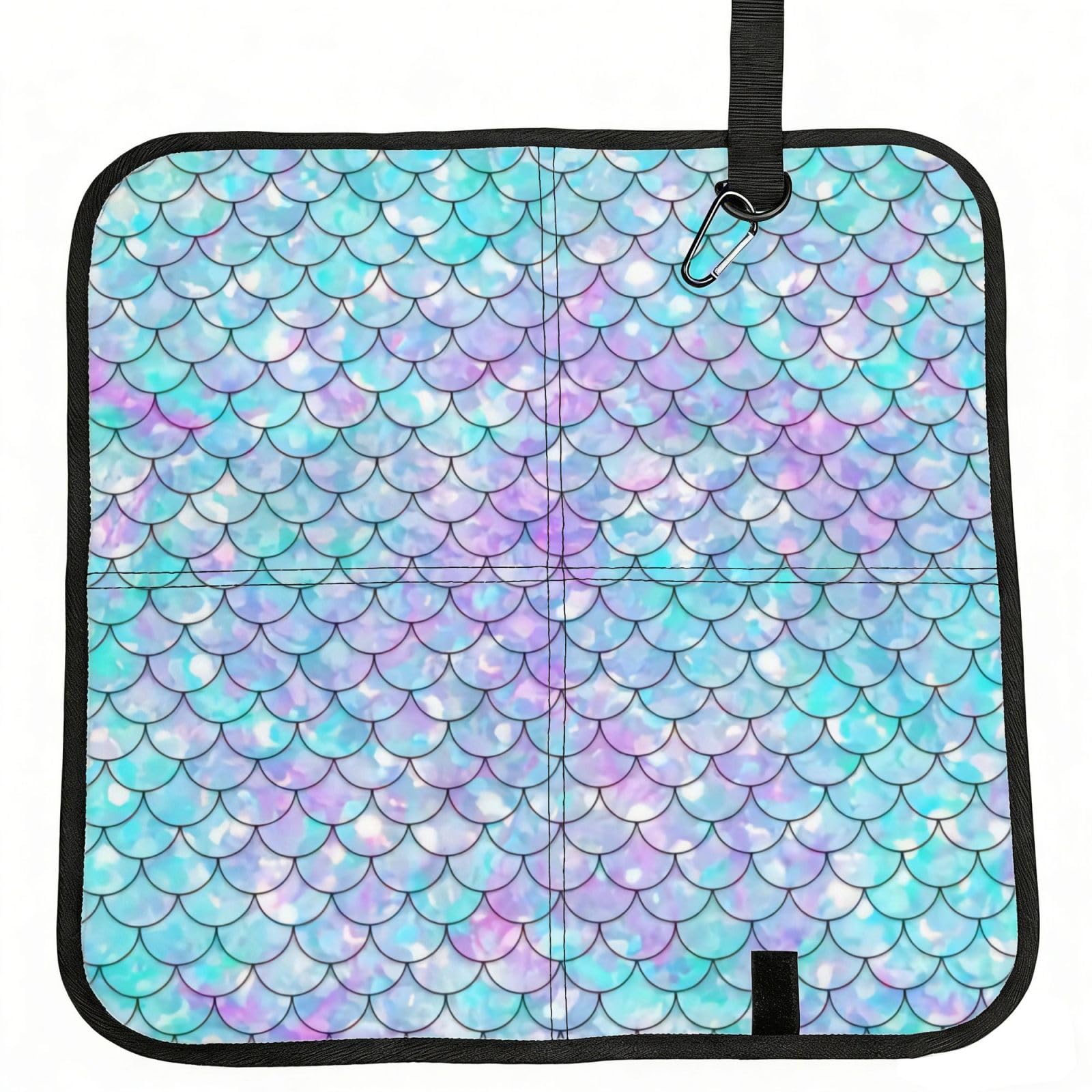 WBQLSL Mermaids Foldable Seat Cushion - Portable Stadium Pad with Carabiner for Camping Hiking Picnic Beach
