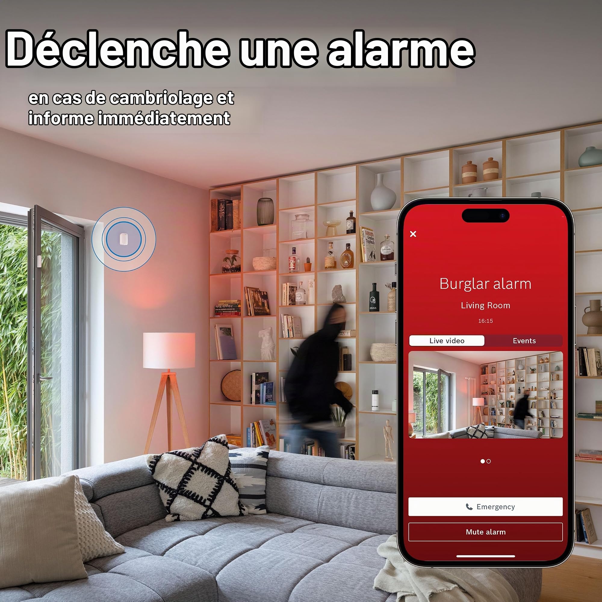 Détecteur de Mouvement II [+M] Bosch Smart Home, détecteur de Mouvement ext. & int., certifié en degré 2, lumière d’Orientation, Filtre Petits Animaux, Plage de détection 13 m Max., Compatible Matter