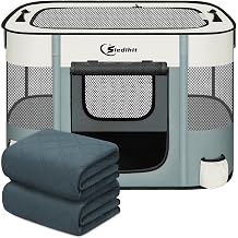 Siedihit Dog Cat Playpen with Washable Reusable Pet Pee Pads 2 Pcs, Foldable Kennel Tent Crate for Medium Dog Crate Tent Cage Outdoor