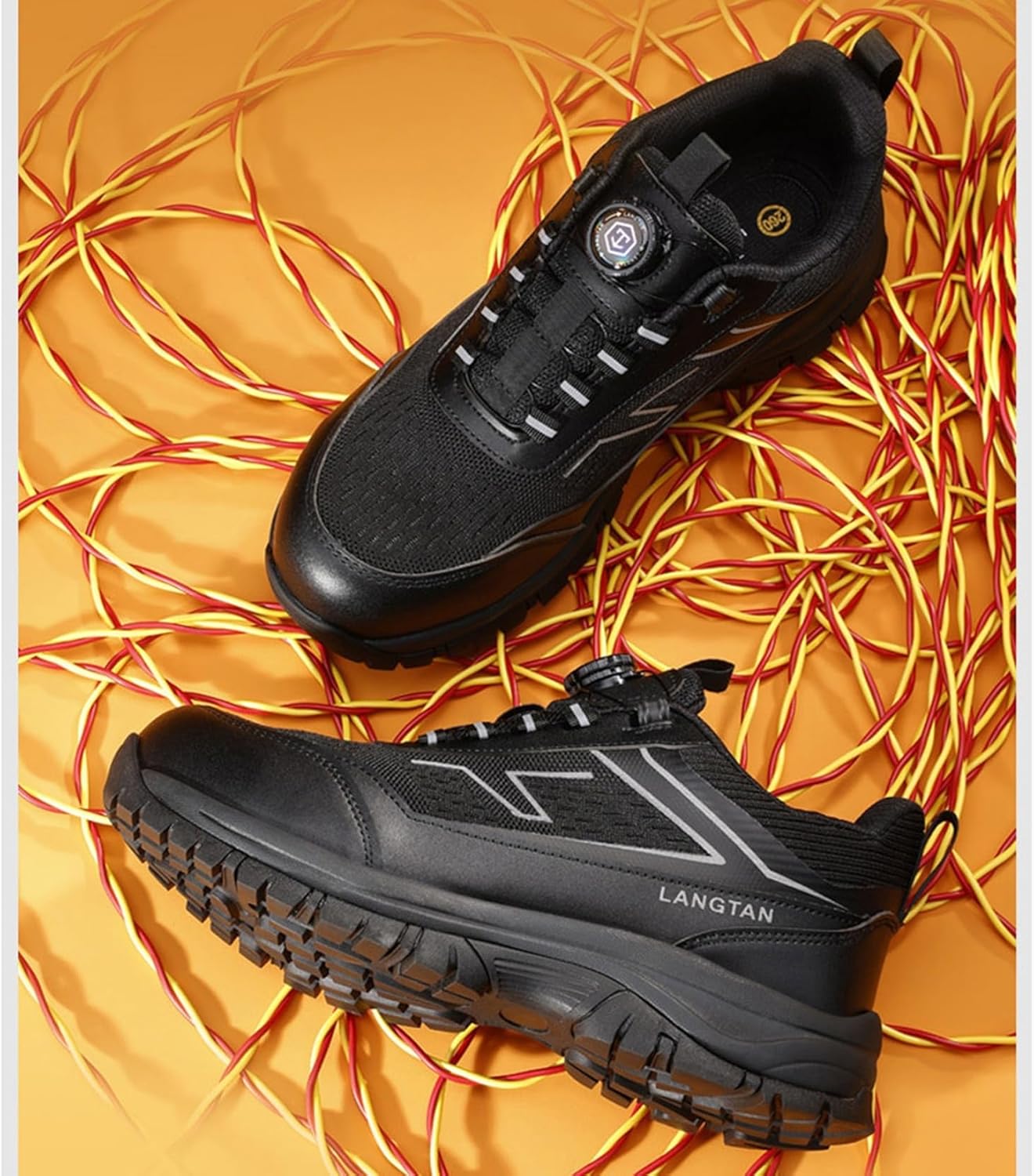 [Muluso] 安全靴 作業靴 軽量 スニーカー 10KV 絶縁靴 あんぜん靴 メンズ 鋼製先芯入り メッシュ 厚底 釘踏み抜き防