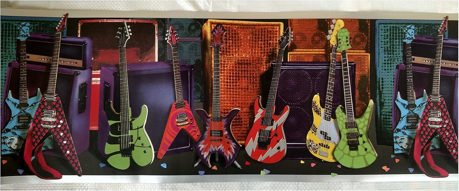 Sanitas Guitar Wallpaper Border Music Rock and Roll Kids Room