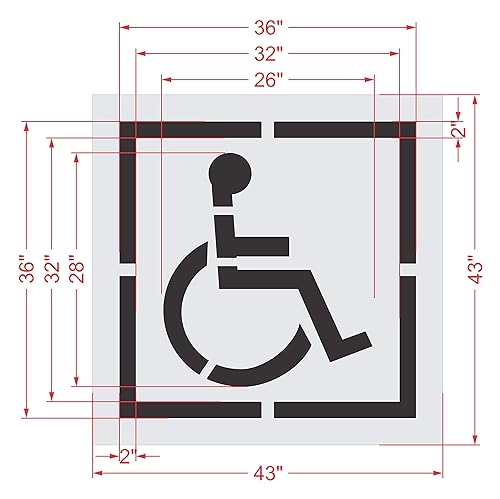 Miniatura 5 de Plantilla para pavimento  28 x 26 pulgadas  Plantilla para discapacitados con borde (2 pulgadas de trazo)  36 x 36 x 116 pulgadas (63 mil)  Ligero