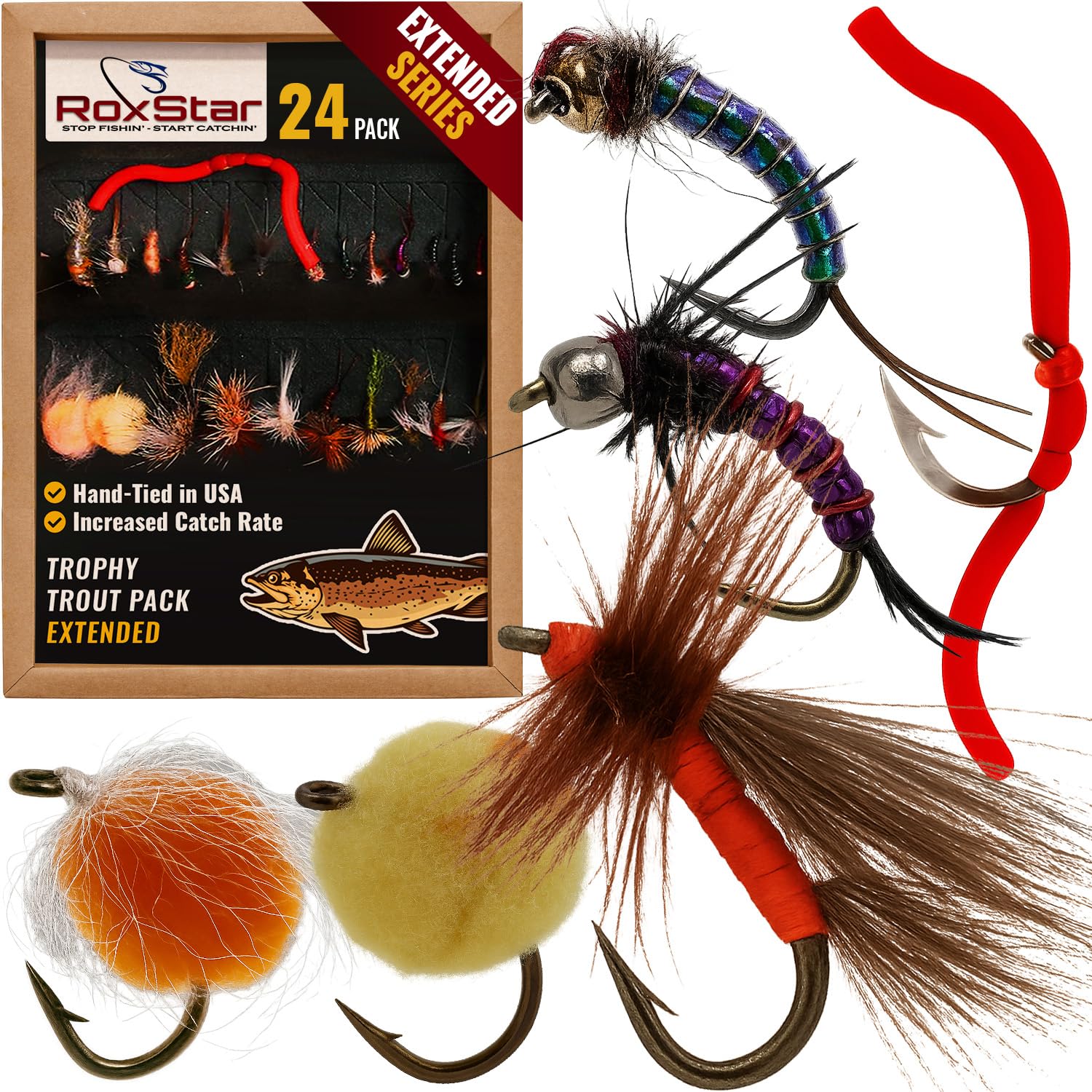 RoxStar Fly Shop Trophy Trout Top Wet &amp; Dry Flies for Trout. Proven Nationwide to Catch Fish! Tied in-House Never Outsourced Fly Fishing Gift