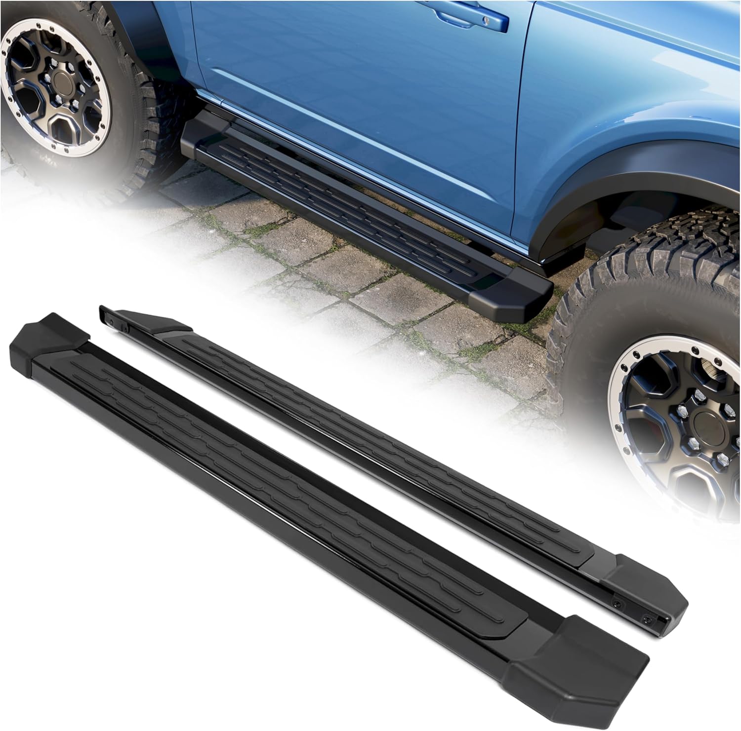 HECASA Running Boards Compatible with 2021-2024 Ford Bronco 2 Door Powder Coated Side Step Aluminum Nerf Bars