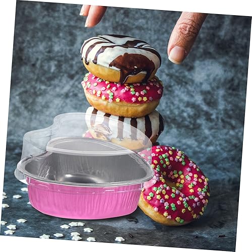 Miniatura 4 de LIFKOME 40 Pcs Heart-shaped Aluminum Foil Box Baking Bowl Cake Pan with Lid Heart Baking Cup Pan Heart Cupcake Cup Molde Para Flan Cupcake Liner