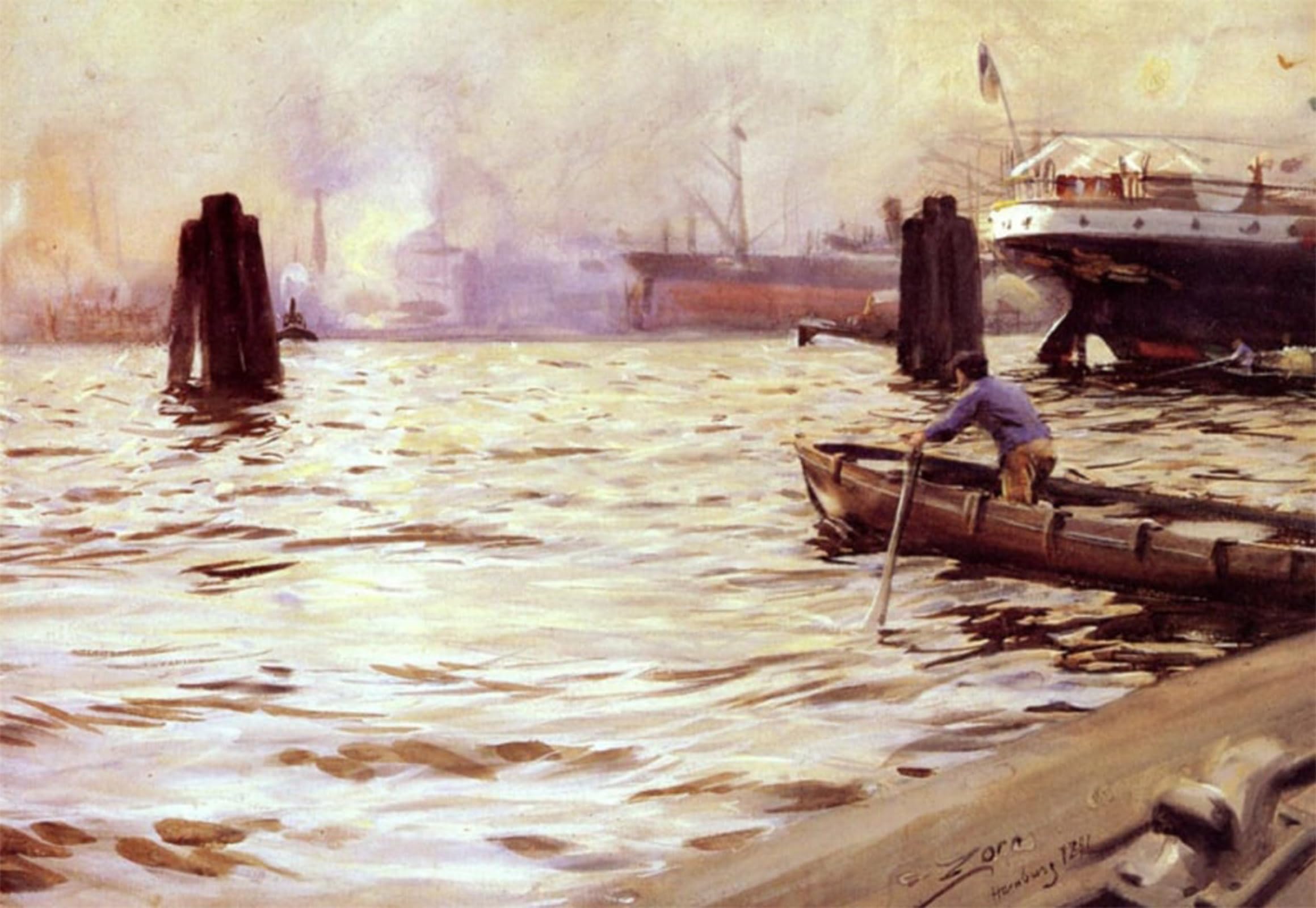 SERENDIPITP Vintage Wall Art Canvas Nordic Poster Canvas Print Picture the Man in the Boat by Anders Zorn Wall Art Poster for Home Decor 60x90cm
