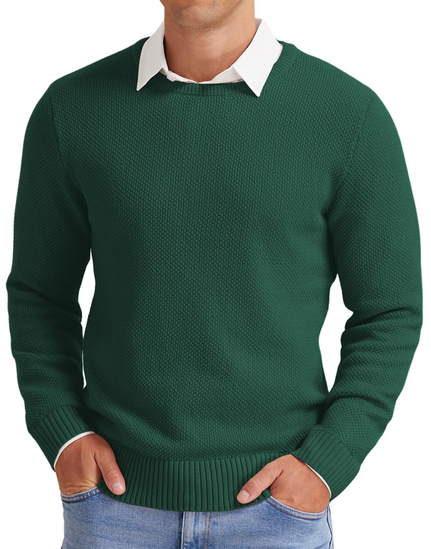 NITAGUT Herren Pullover Winter Basic Langarm Strickpullover Warm Casual Einfarbig Rundhals Sweatshirtt