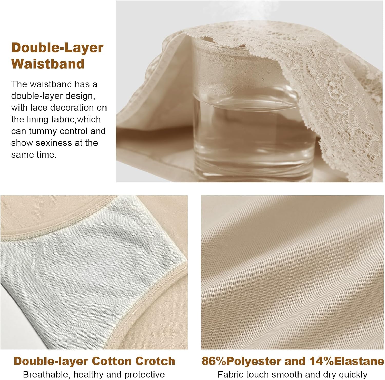 Women Tummy Control Underwear,High Waisted Lace Panties, High Cut Silky Soft Ladies Postpartum Brief Multipack - Image 4