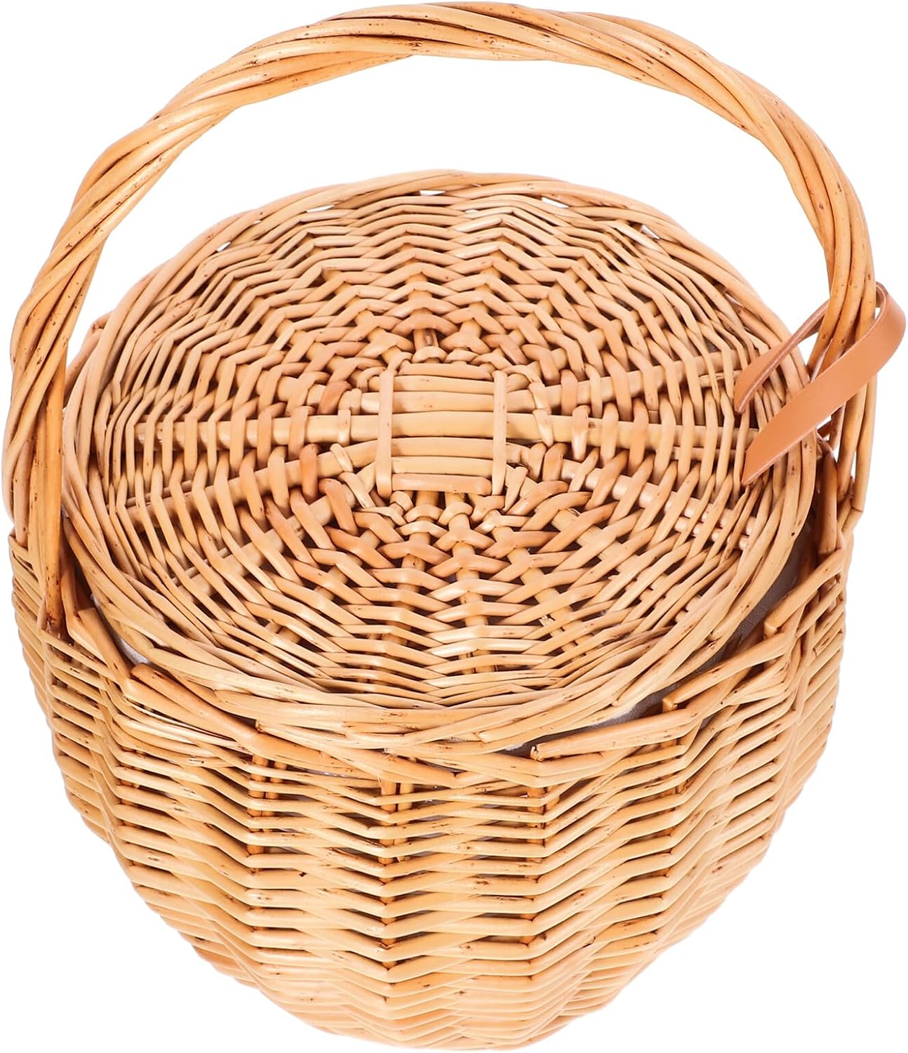 Handwoven Wicker Picnic Basket Portable Fruit Vegetable Basket with Handle for Garden Shopping and Picnic Use