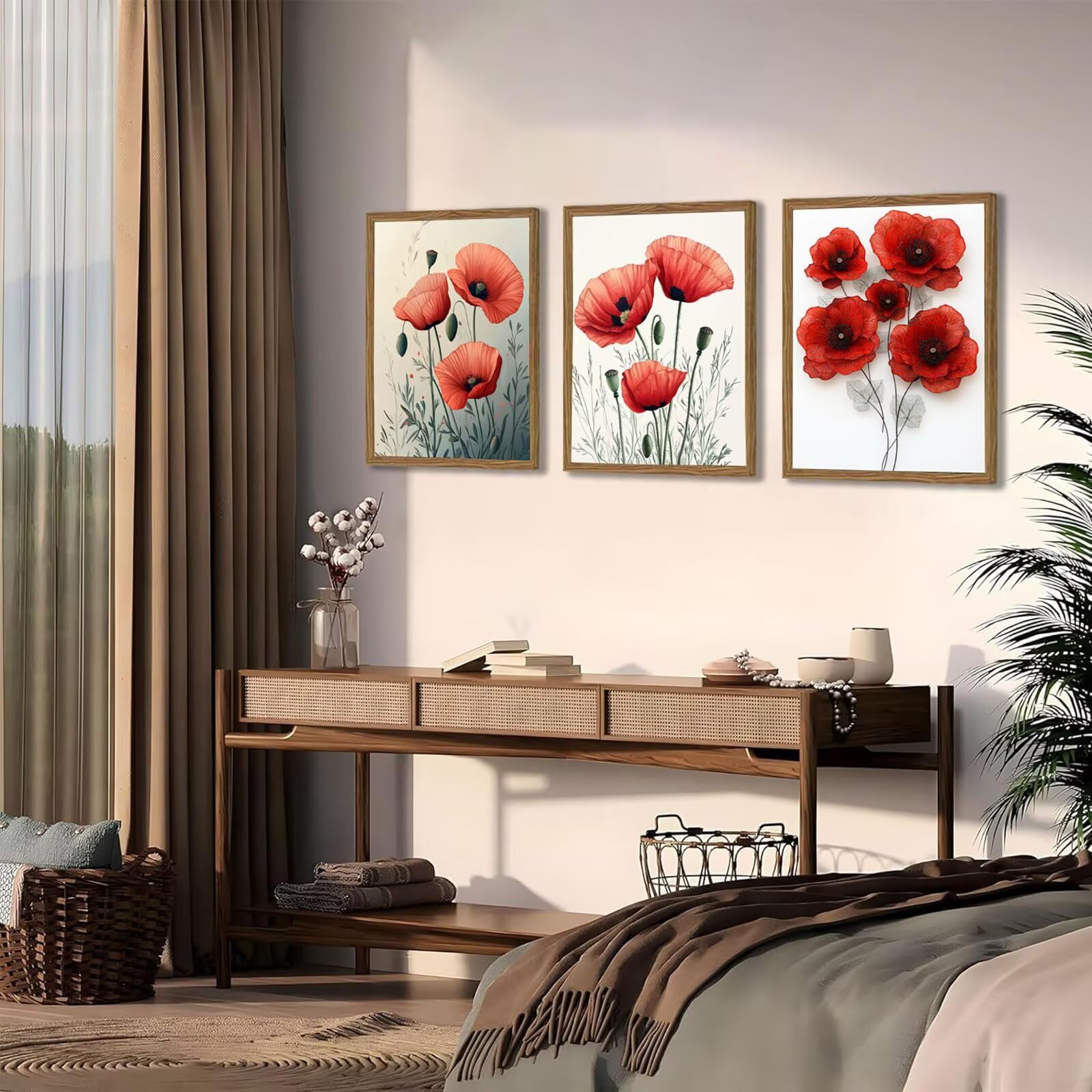 Generico Cnyaunfi 3 Pezzi Fiore Pittura Diamante Fai-Da-Te, 5D Beige Diamond Painting Kit Completo per Hobby Creativi Adulti, Per La Decorazione Della Parete Di Casa 60x80cm YF-3509