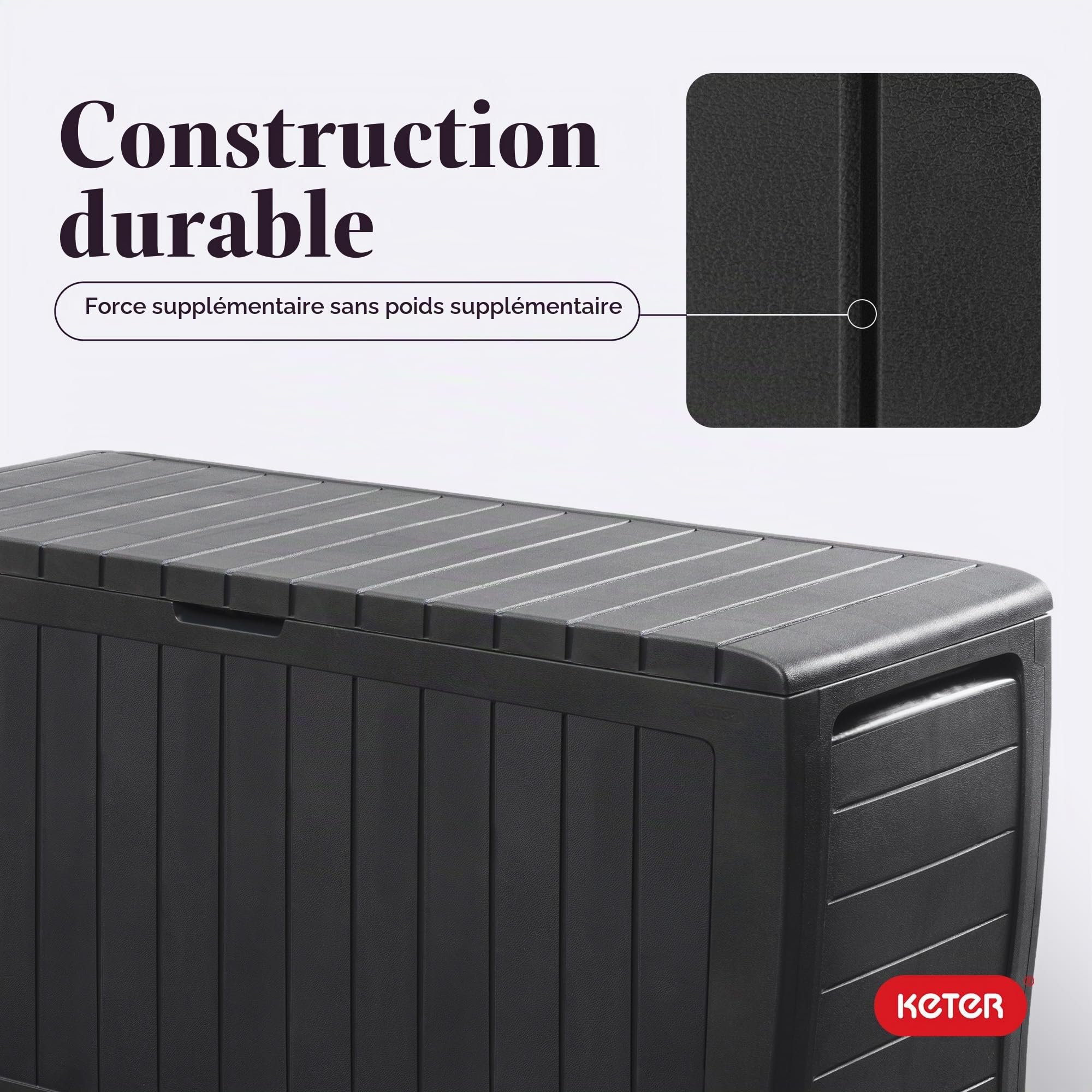 Keter Marvel Plus 243531 Boîte de rangement en résine résistante aux intempéries Gris 243531