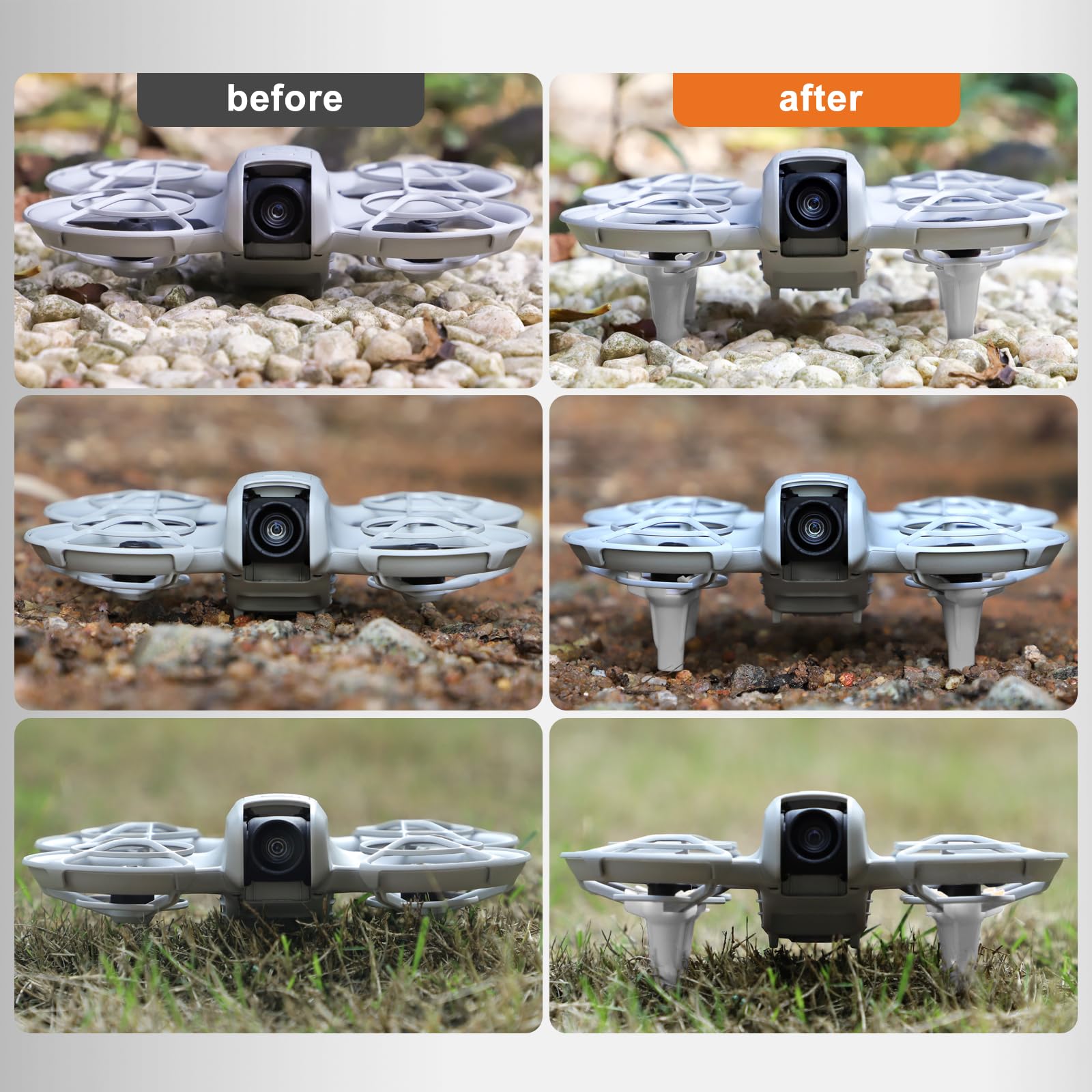Extensiones de altura del tren de aterrizaje para dron tipo dividido D