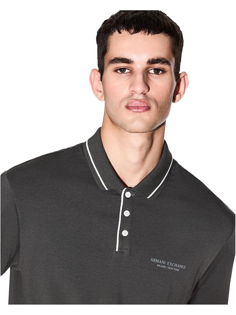 Olive Armani Exchange Milano/New York Logo Polo Shirt