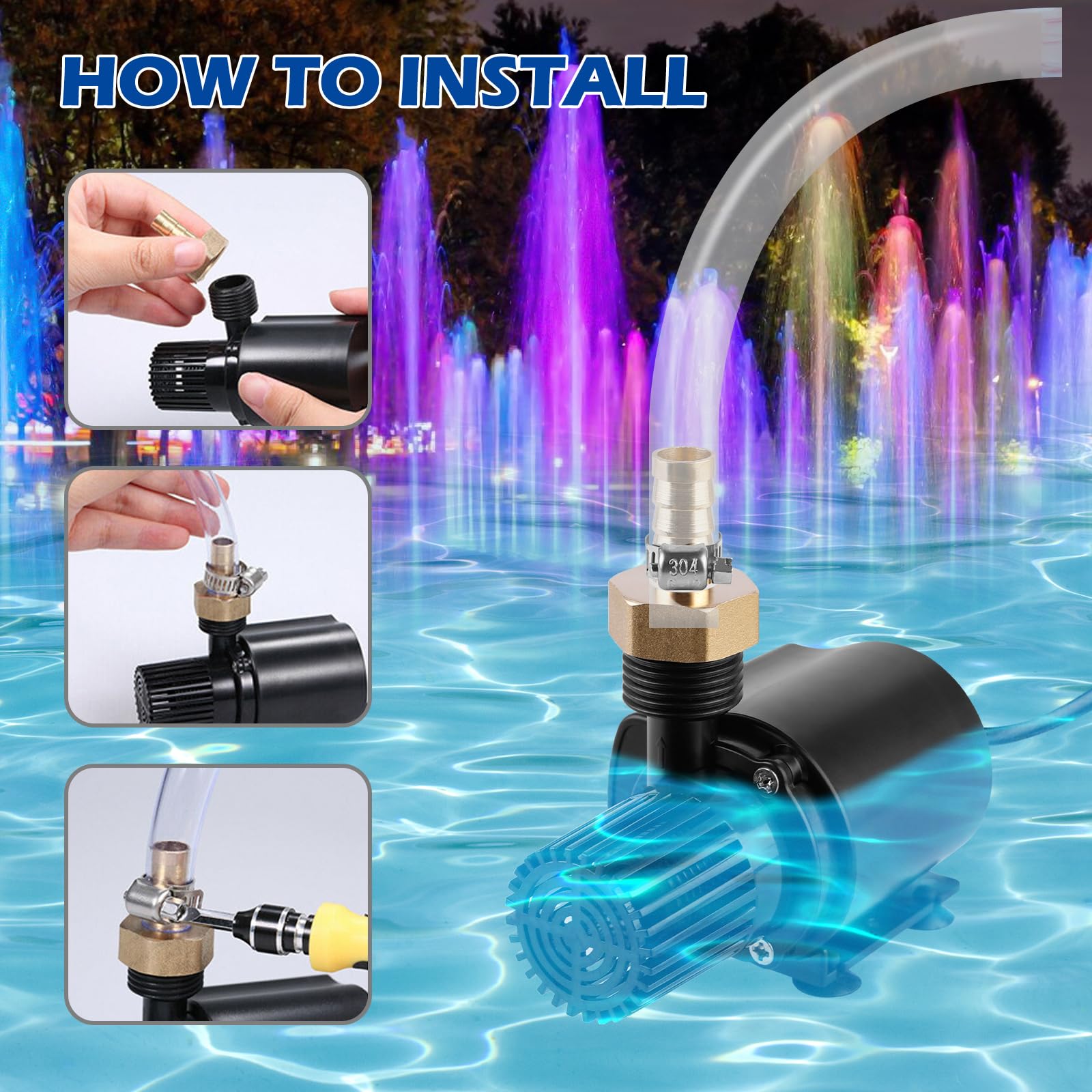 Pompa dell'acqua 12 V, 800 l/h, 5 m, piccola pompa dell'acqua con regolazione della velocità, pompa per laghetto, pompa sommergibile, pompa per acquario, pompa per fontane, sistema di circolazione