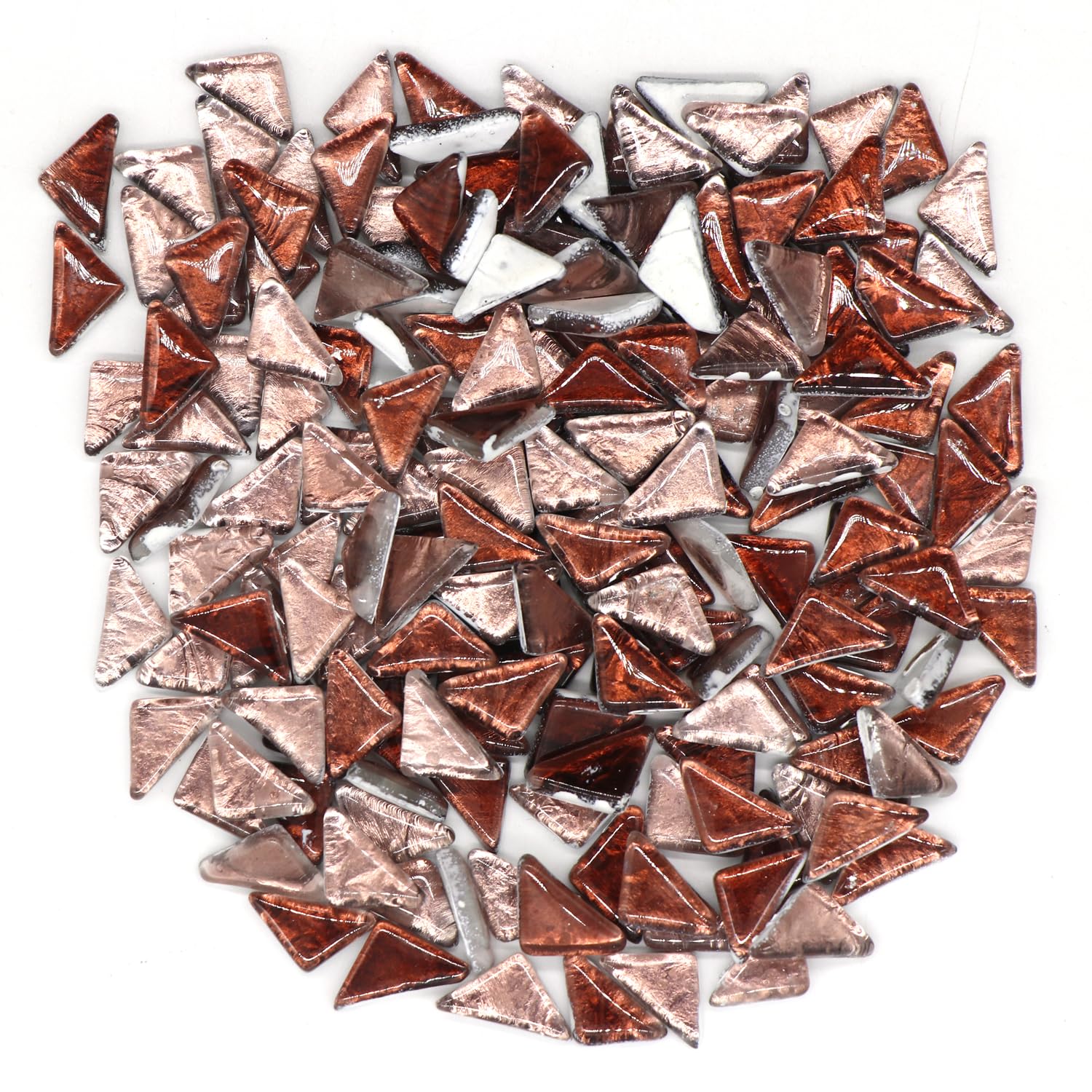 Sweven Art Mosaic Tiles, 15x15mm Size Triangles, 4mm Thick, Metallic Foil Bronze Shades (Pack of 200Gms)-image-9