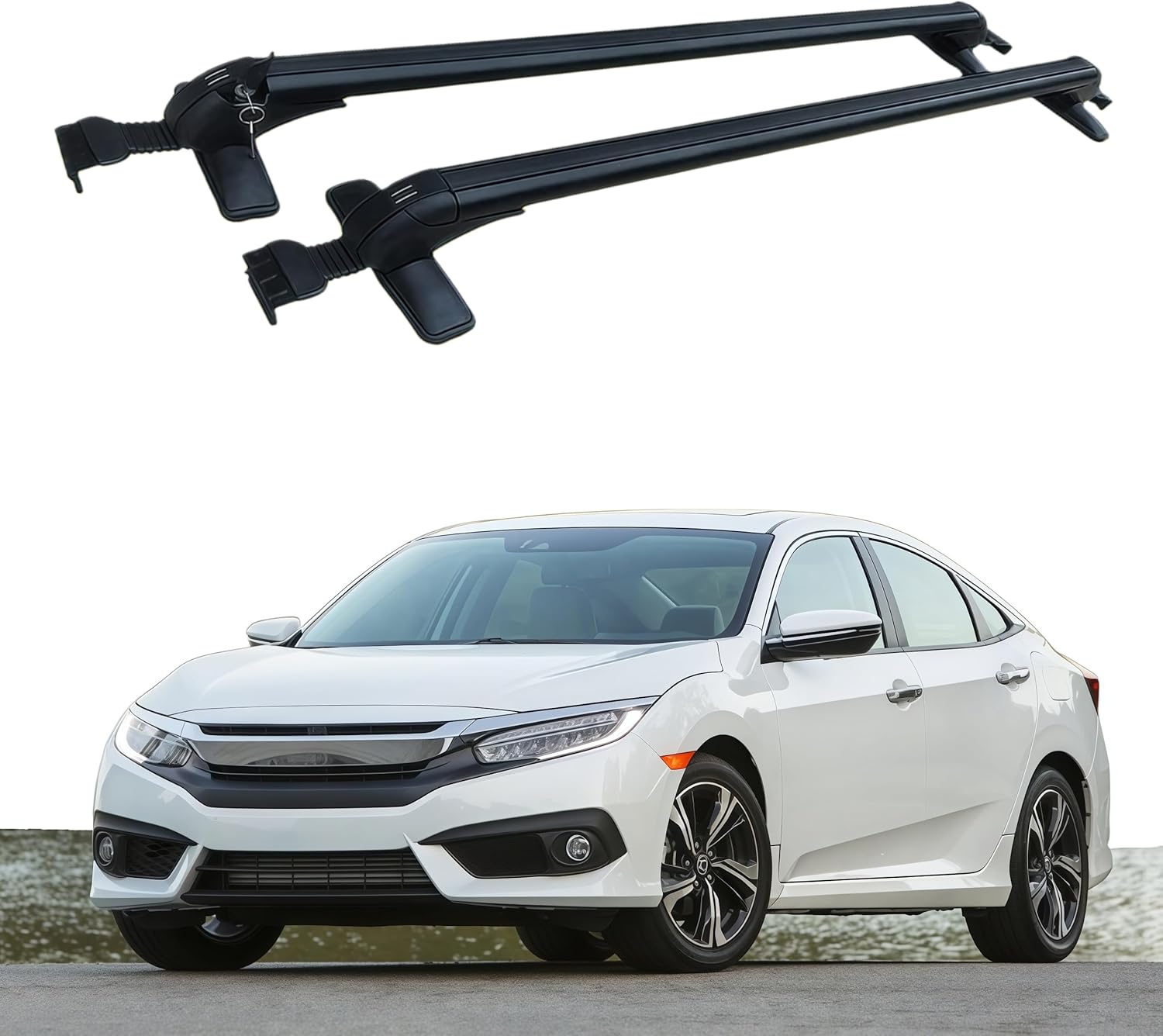 2PCS Roof Rack Rail Cross Bars Fit for Honda Civic 2015-2020 Lockable Aluminum Crossbars Cargo Carrier Without Roof Rails